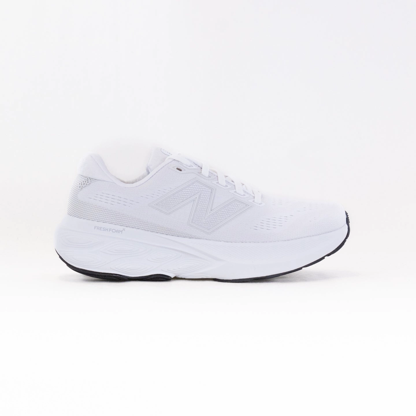 running in a wooden bridge area shoes Non Marking Rubber New Balance Fresh Foam X 880V15 (Women's) - White/White