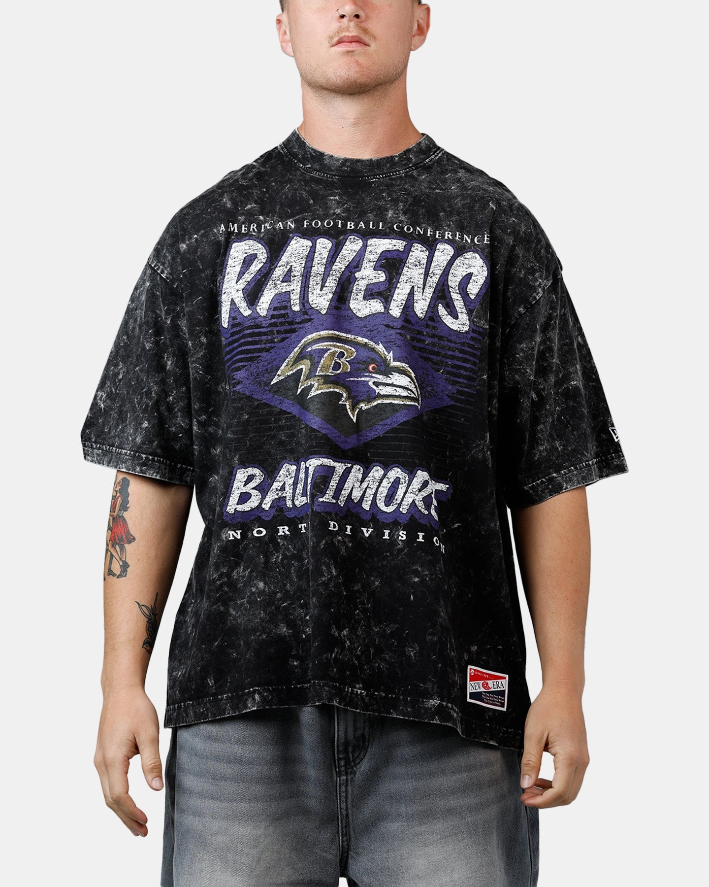New Era Baltimore Ravens Essentials T-Shirt Washed Black PunctureResistantReinforcement