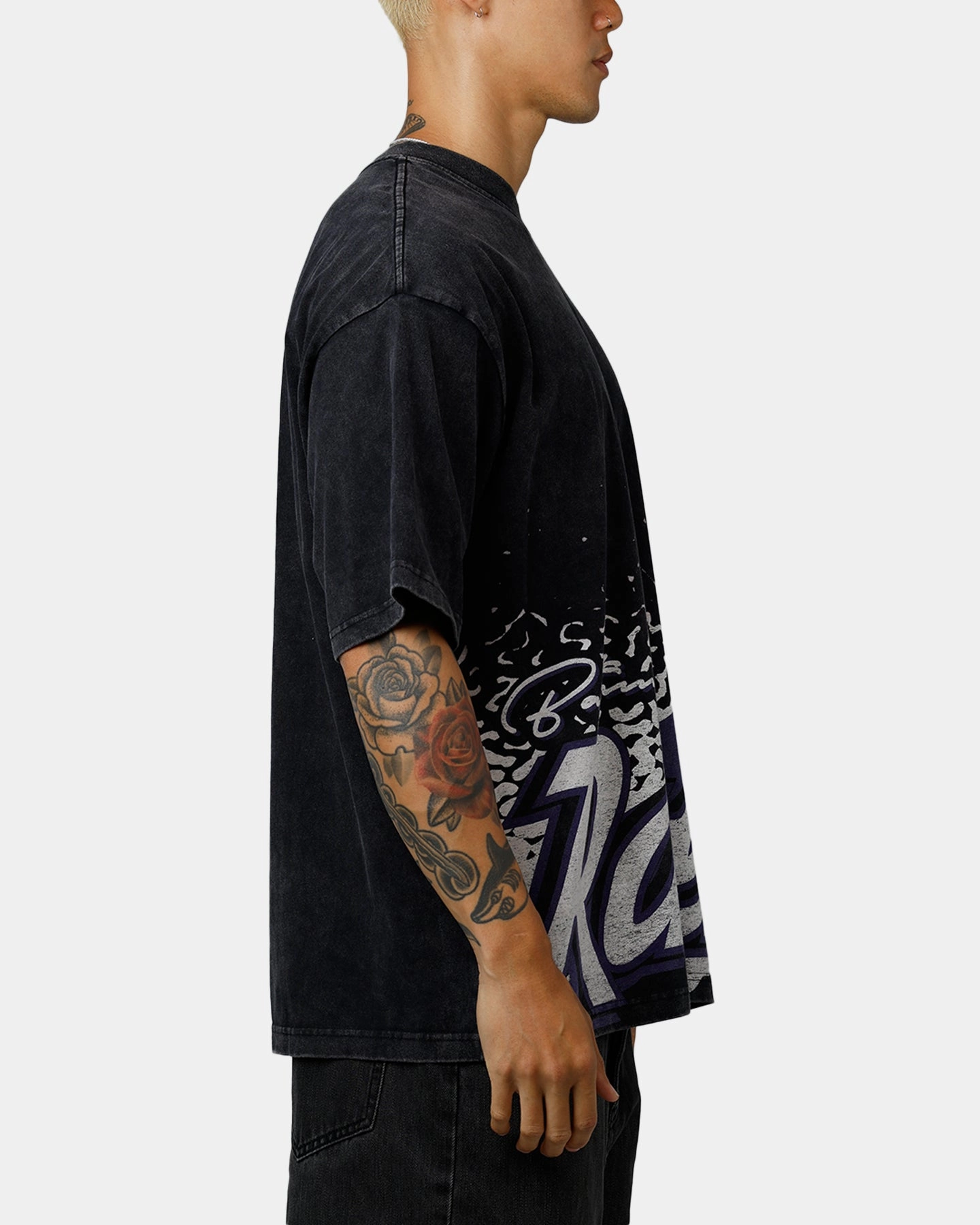 New Era Baltimore Ravens Sport Class T-Shirt Washed Black Cozy Knit UltraSoft Blend