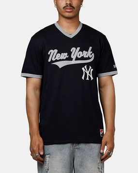 Quick-Dry Fabric New Era New York Yankees Throwback V-Neck T-Shirt Royal Navy