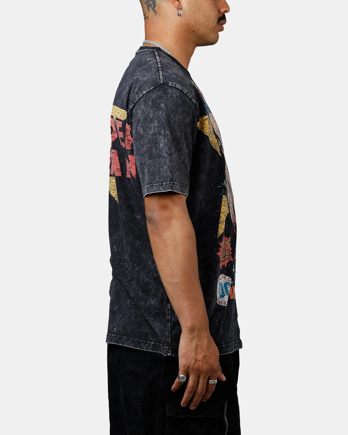 New Era X DC Wonder Women T-Shirt Washed Black PolyesterBlend FourWayStretch