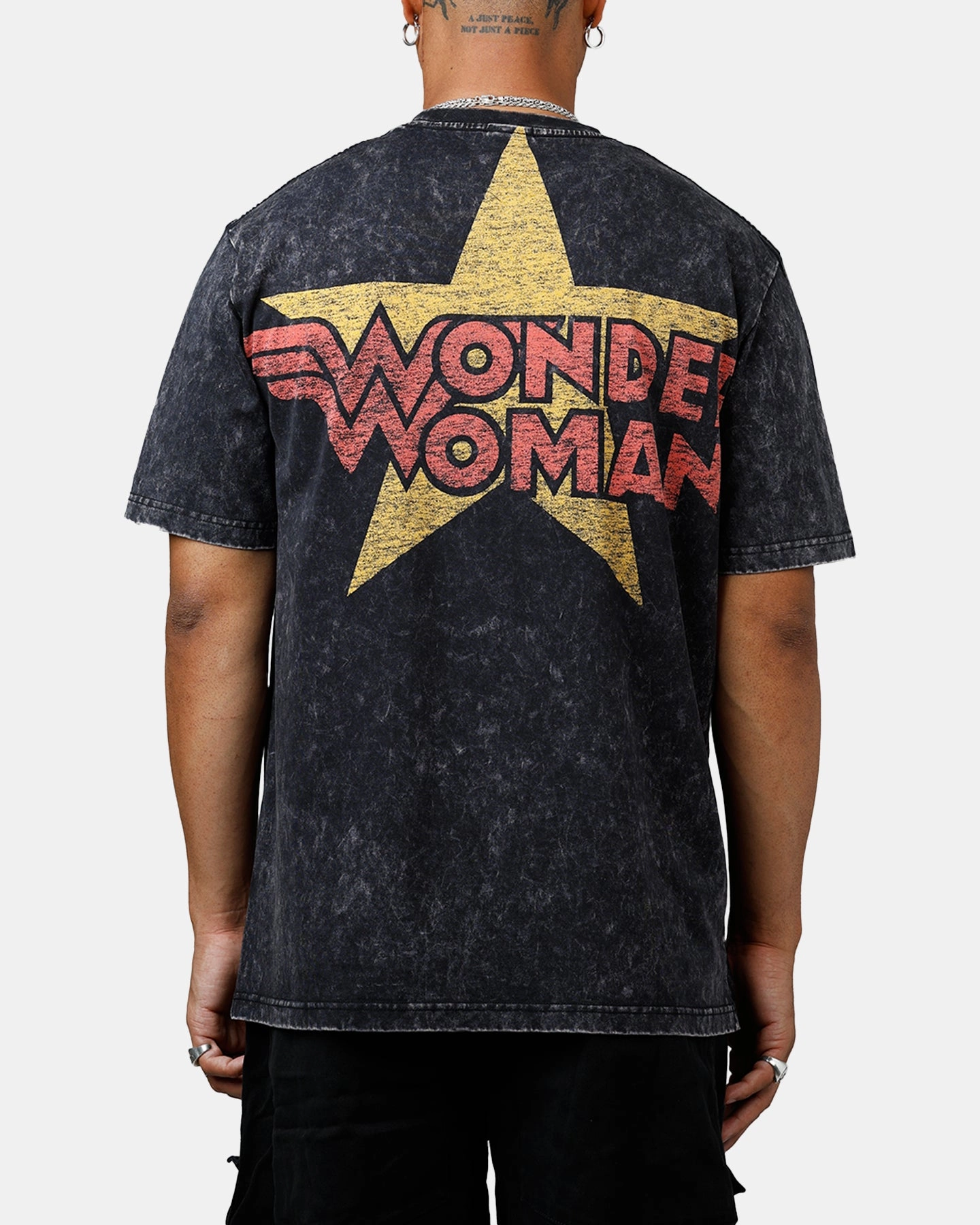 New Era X DC Wonder Women T-Shirt Washed Black ReinforcedHems