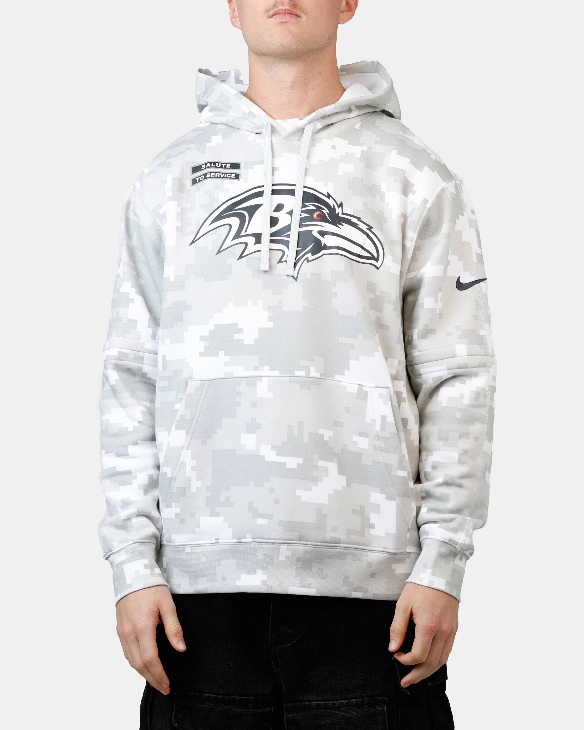 Fleece Pullover Stain Repellent Coating Nike Baltimore Ravens Salute to Service Hoodie Camouflage