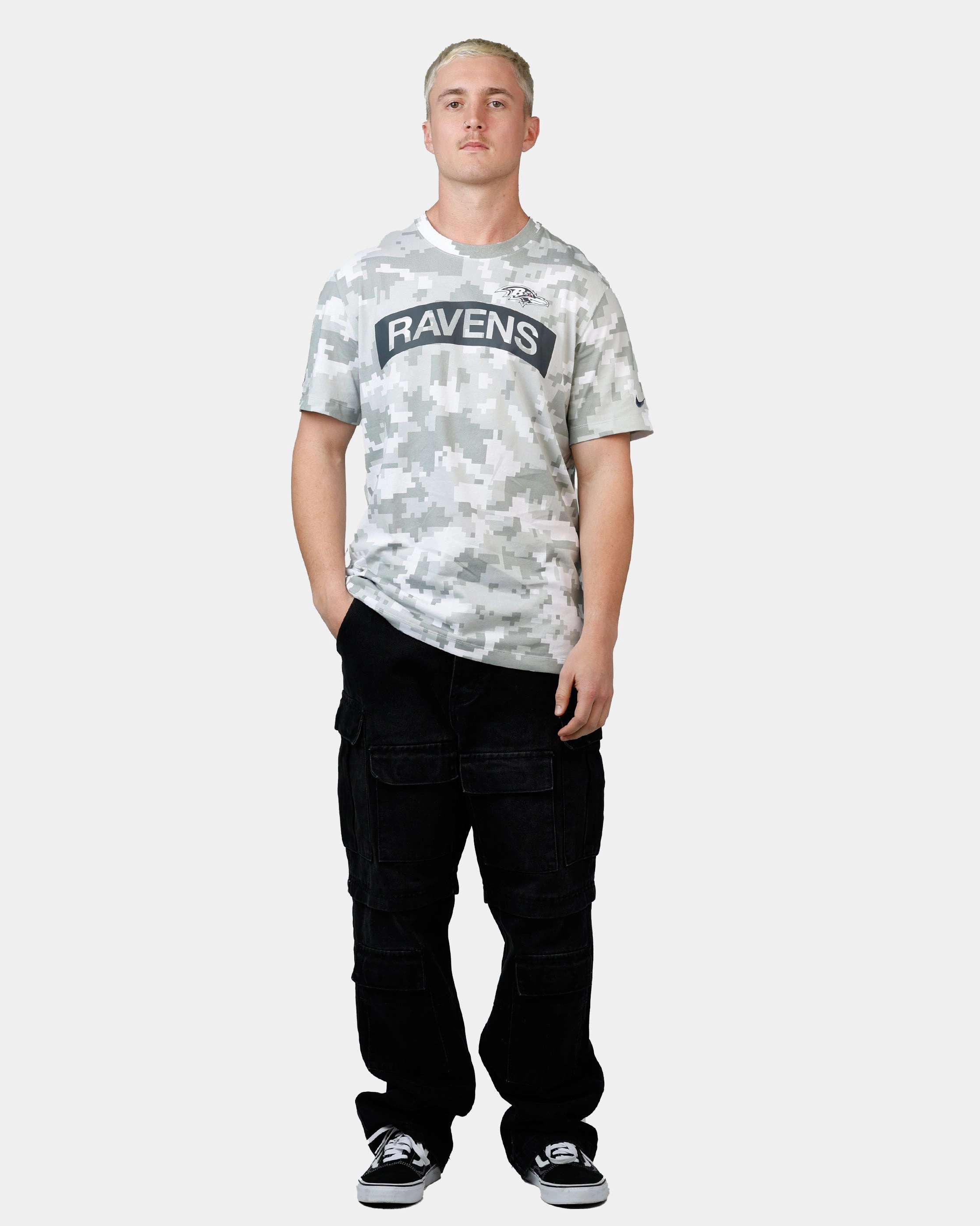 TaglessCollar Elasticated Hem Nike Baltimore Ravens Salute to Service T-Shirt Camouflage