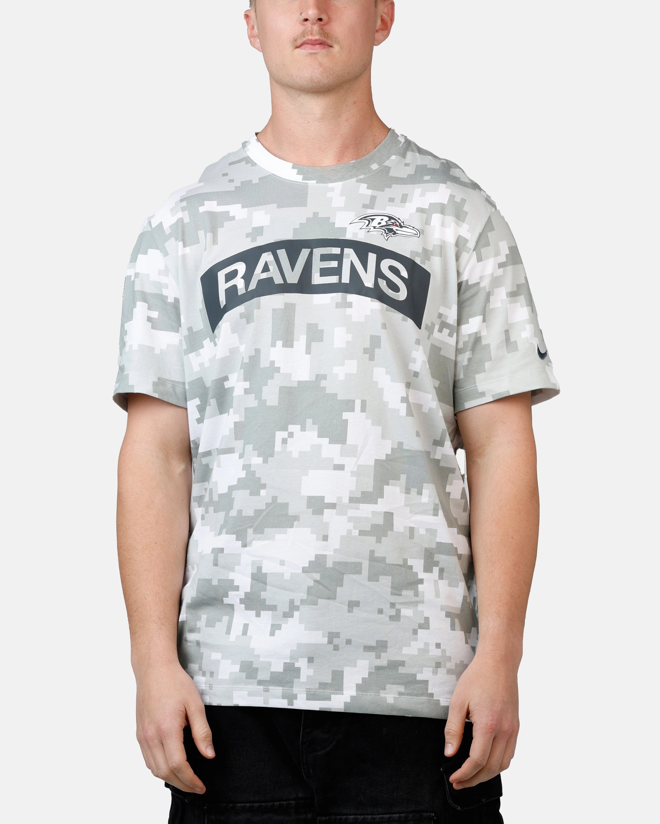 Ribbed Trim Details Nike Baltimore Ravens Salute to Service T-Shirt Camouflage