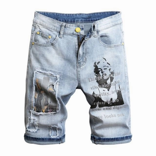 Multi Panel Construction West Louis? Marilyn Monroe Print Youth Denim Shorts