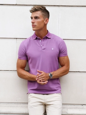 Bold Prints Handcrafted Detail Andorra Polo Shirt - Purple