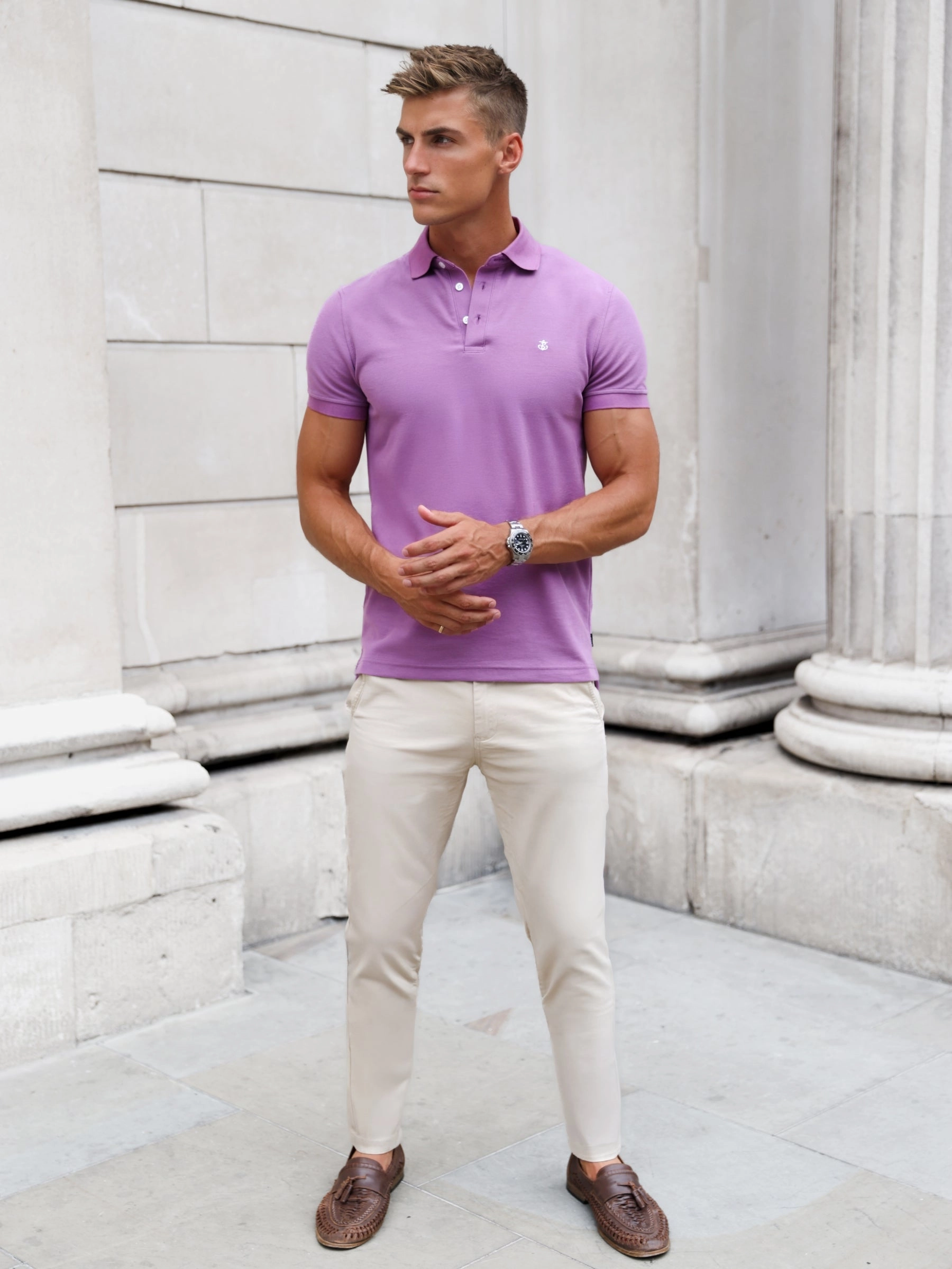 Seamless Shoulder Construction hypoallergenic Andorra Polo Shirt - Purple