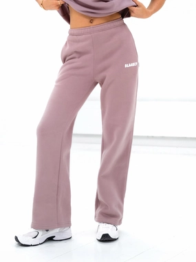 SmoothZipClosure Non Binding Cuffs Cloud Print Wide Leg Sweatpants - Dusty Pink