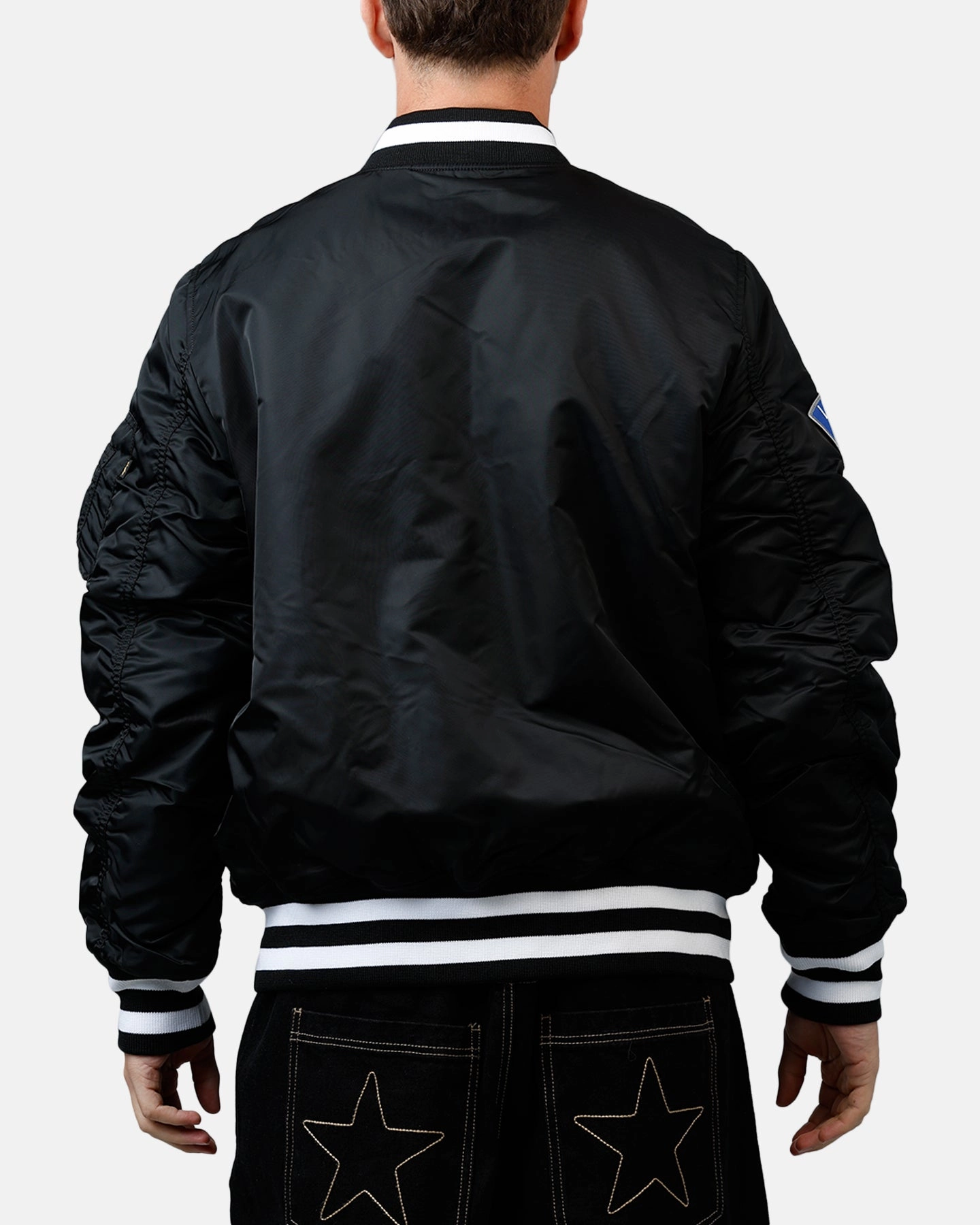 New Era X Alpha Series X MLB Los Angeles Dodgers MA-1 Bomber Jacket Black Bonded Hemline