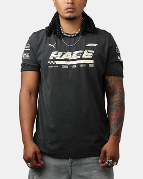 Double Needle Hemming Puma F1 Ringer T-Shirt Black