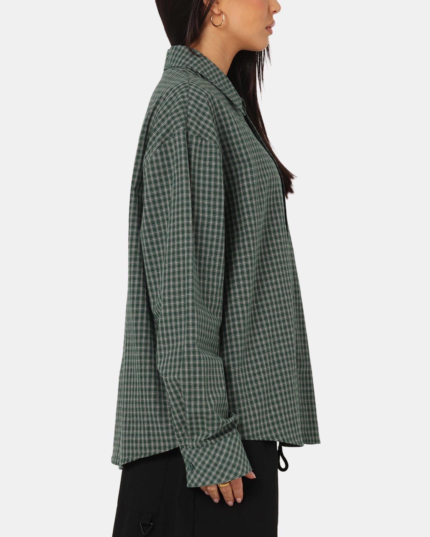 Carre Motion Long Sleeve Button Up Shirt Green Check Bluesign Approved Material