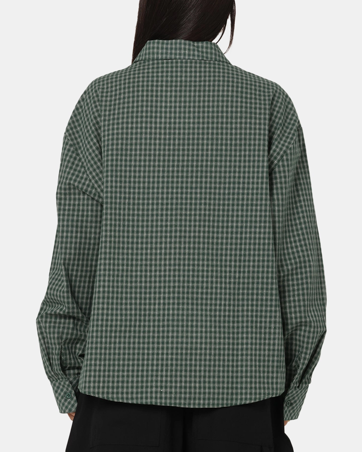 Carre Motion Long Sleeve Button Up Shirt Green Check Convertible Design