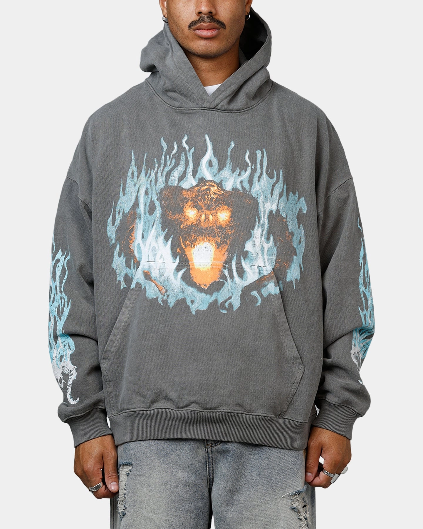 Wrinkle Resistant Treatment American Thrift X Lord Of The Rings The Balrog Premium Hoodie Washed Charcoal