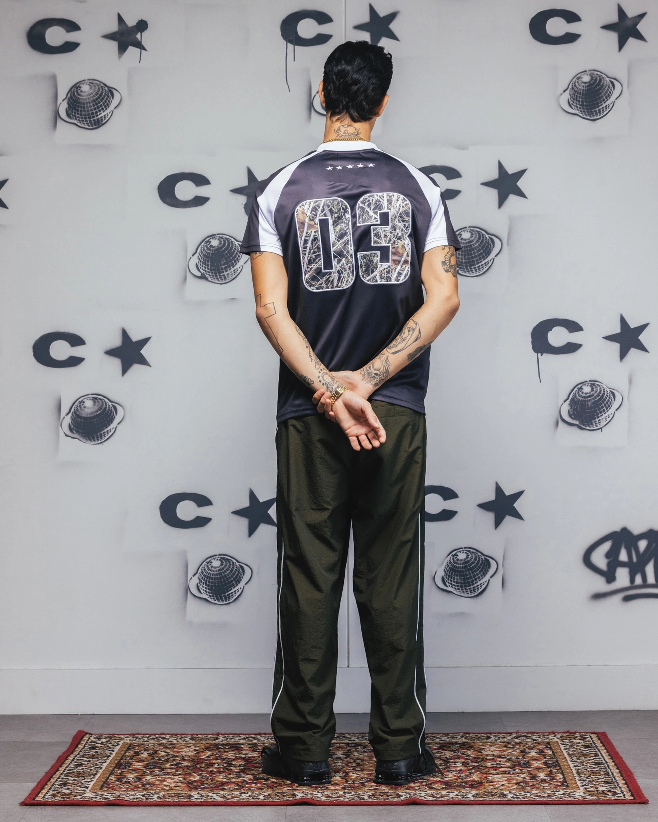 Carre Striker Jersey T-Shirt Black/White Tear Resistant Reflective Accent Trim