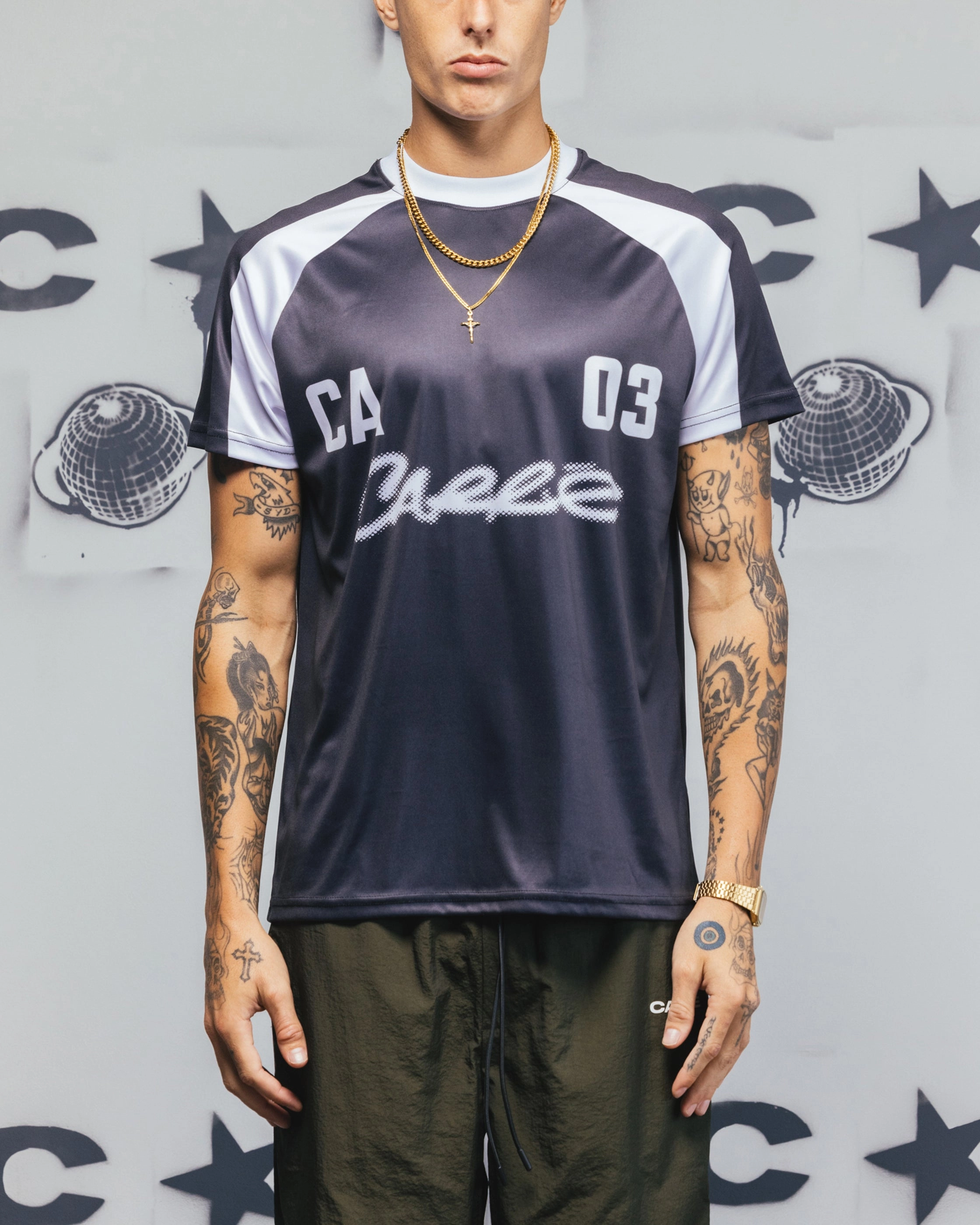 Active Blouse Carre Striker Jersey T-Shirt Black/White