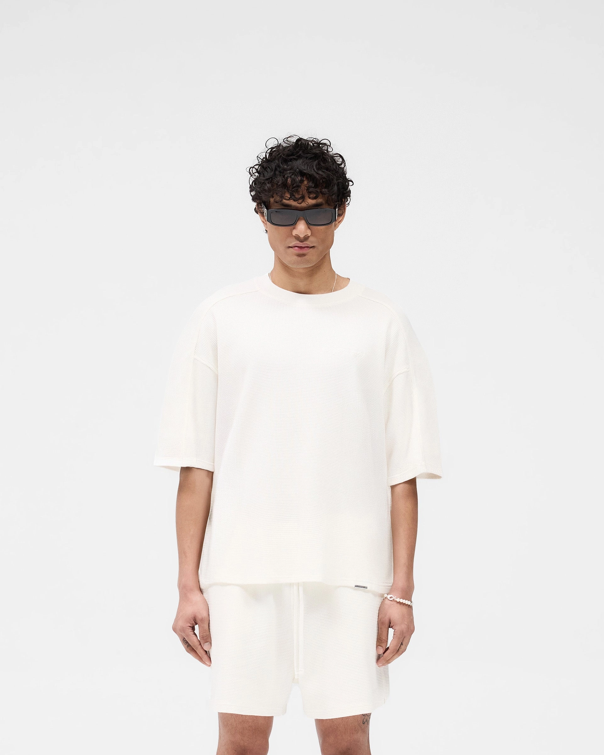 Comfy Layer Wear Waffle T-Shirt - Flat White