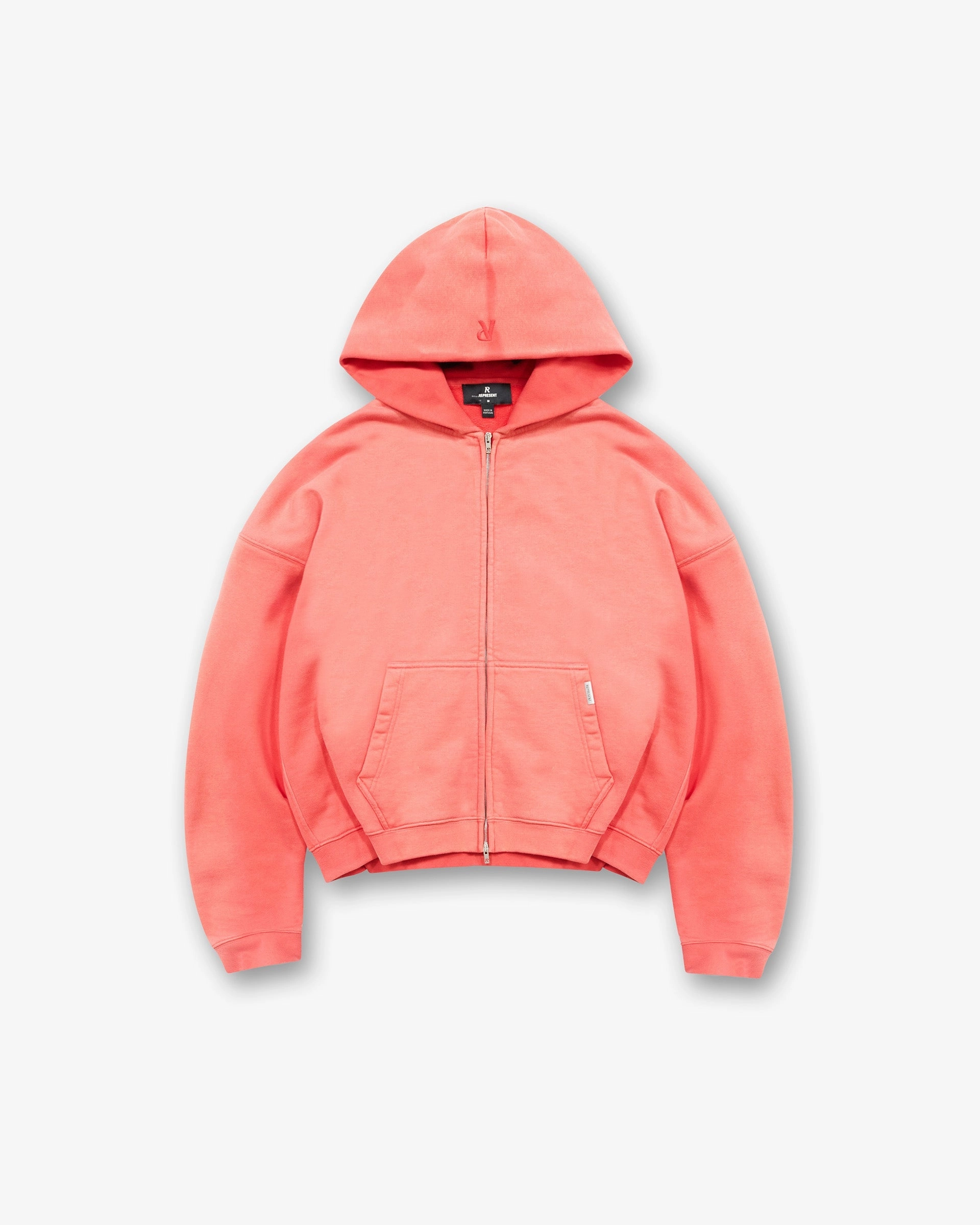 Warthog like Eid wear Initial Boxy Zip Through Hoodie - Vintage Red