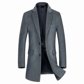 Noise Free Movement Windproof Hood West Louis? Business-Man Wool Long Coat