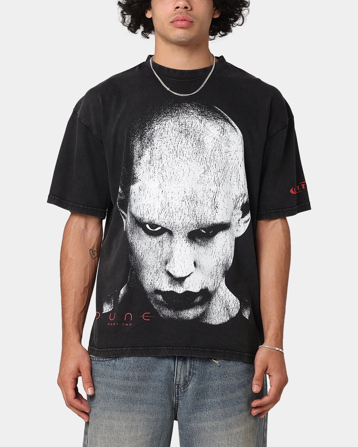 DoubleStitchedHem Cool and Breezy Loiter X Dune Feyd Rautha Vintage T-Shirt Black Acidwash