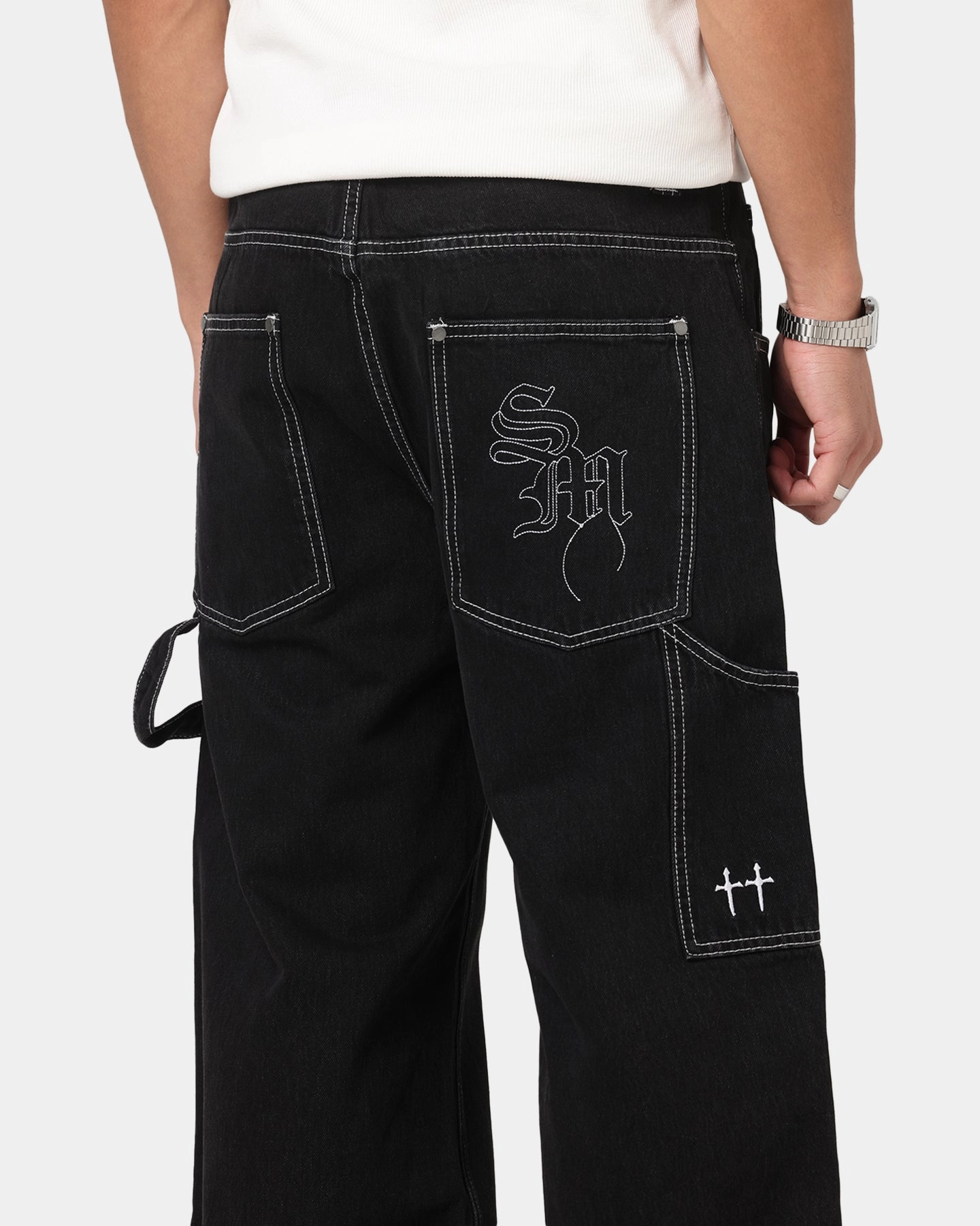 Saint Morta Amplus Fray Carpenter Jeans Contrast Black Work Ready