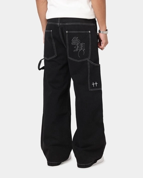 Saint Morta Amplus Fray Carpenter Jeans Contrast Black Tagless Labeling Minimal Stretch Fit