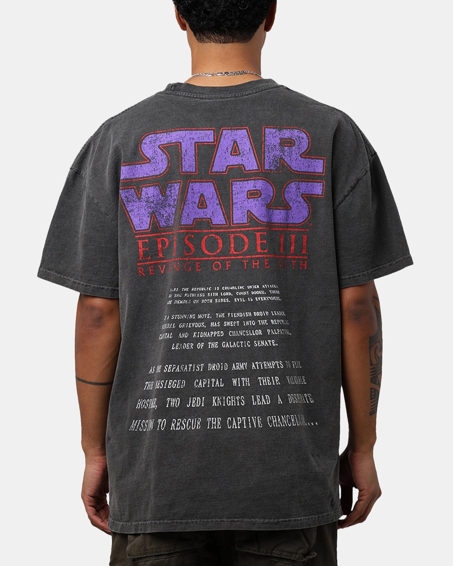 Recycled Polyester Blend Star Wars Episode III '05 Heavyweight Vintage T-Shirt Black Wash