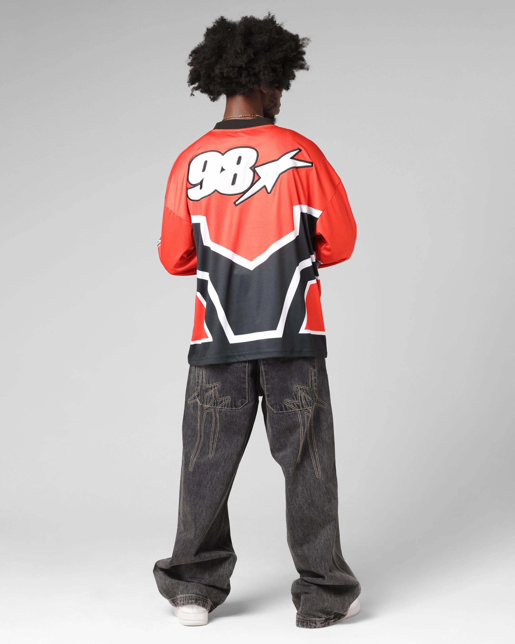 Loiter Thrill Racing Long Sleeve T-Shirt Red Fitted Blouse