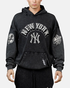 Pro Standard New York Yankees Raffia Hoodie Black Acidwash Hidden Ventilation Zones