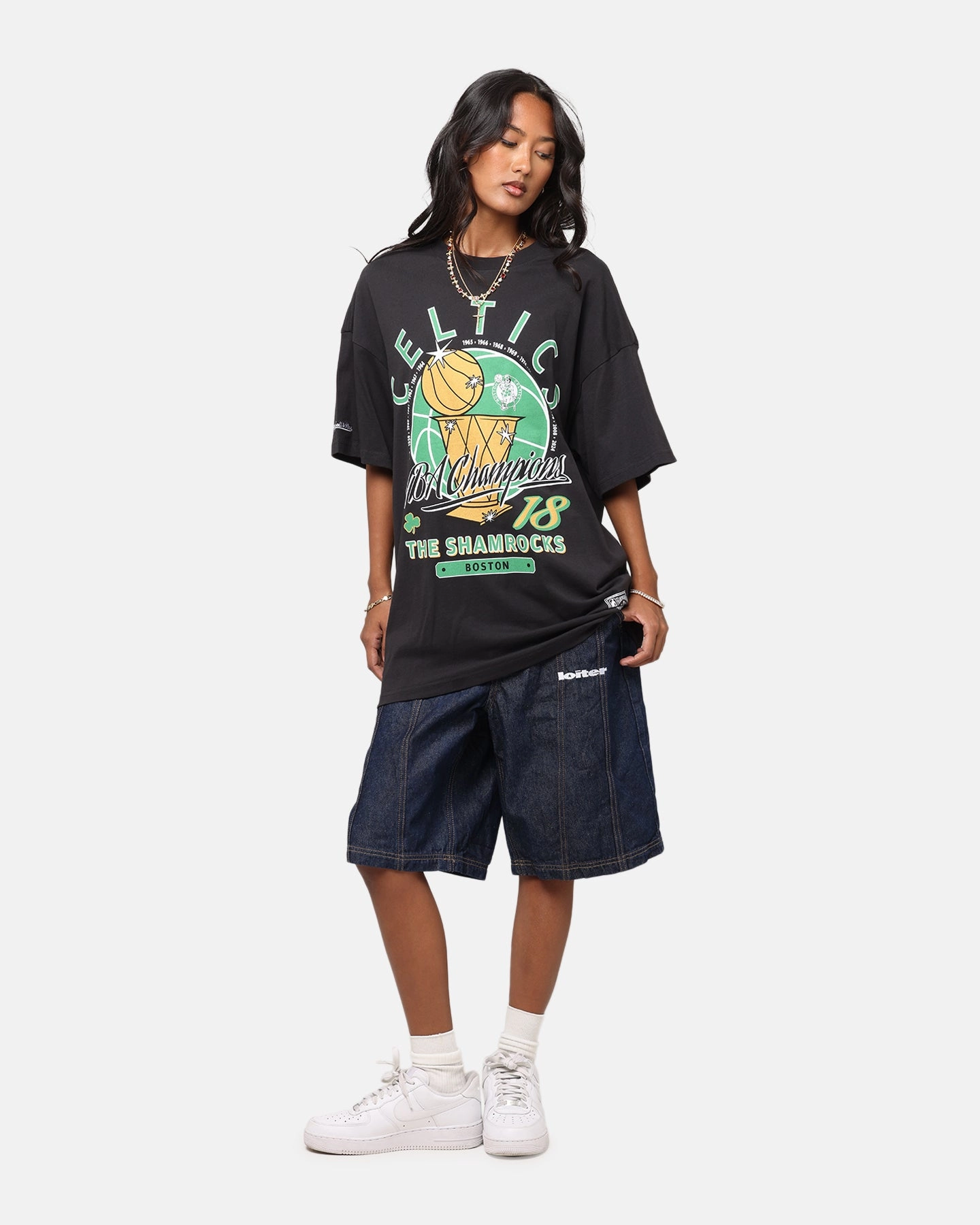 Mitchell & Ness Boston Celtics Champions Report "Champ Pack" T-Shirt Faded Black Temperature Regulating Textile