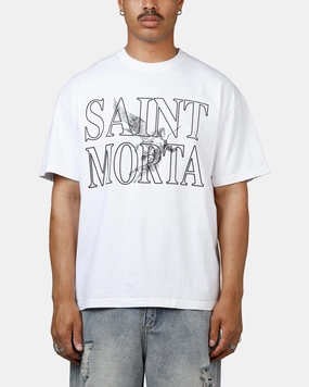Classic Crew Neck Drop Shoulder Design Saint Morta Angelic Drop Shoulder T-Shirt White