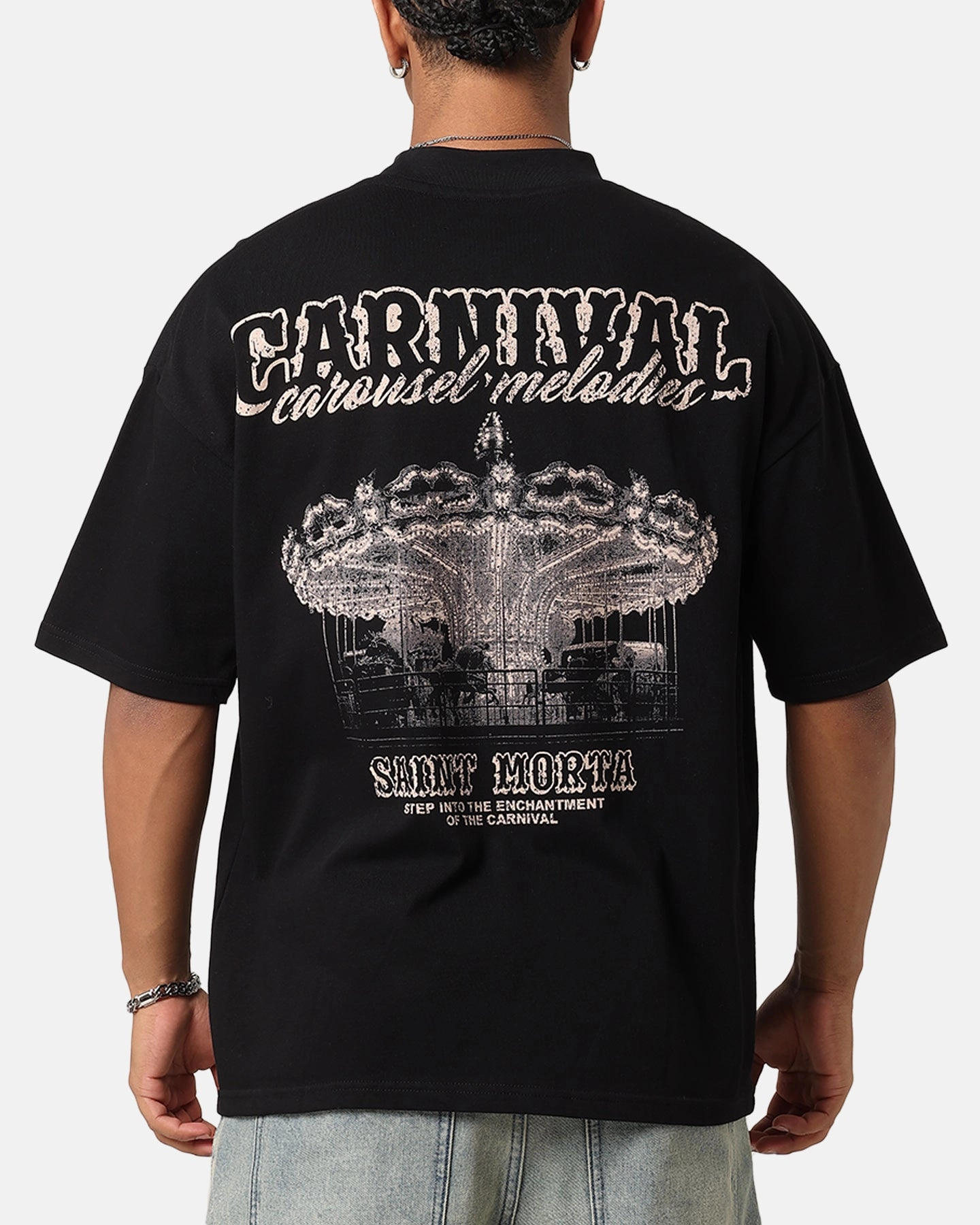 Saint Morta Carnival Mock Neck T-Shirt Black TurtleneckDesign UV Protective Layer