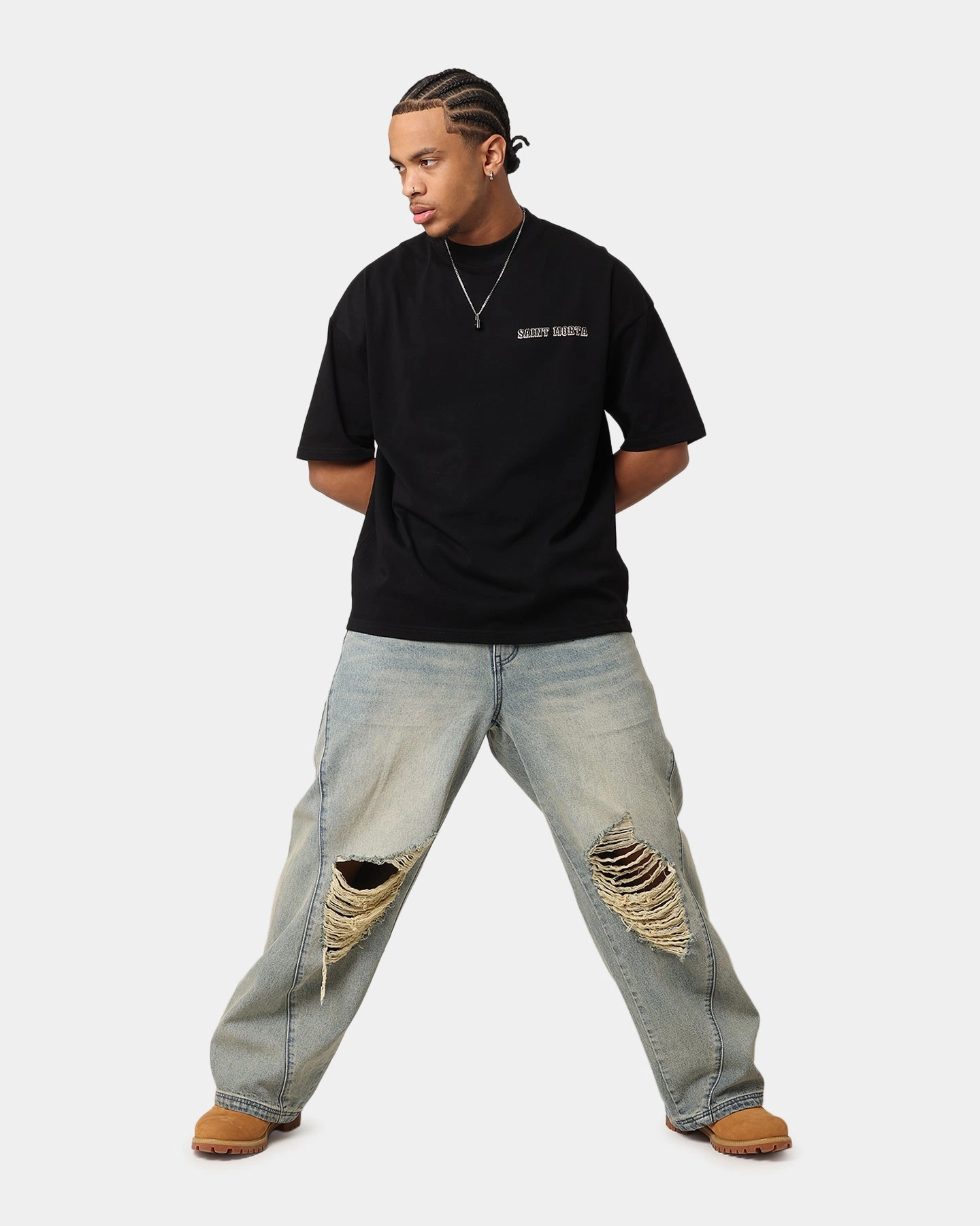 Saint Morta Carnival Mock Neck T-Shirt Black FeatherlightConstruction