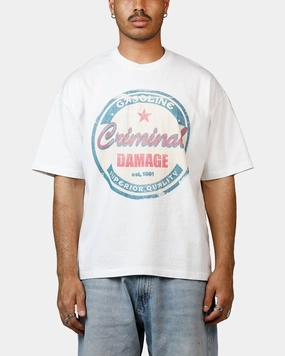 Criminal Damage Gasoline T-Shirt Off White BondedShoulder Stretch Technology