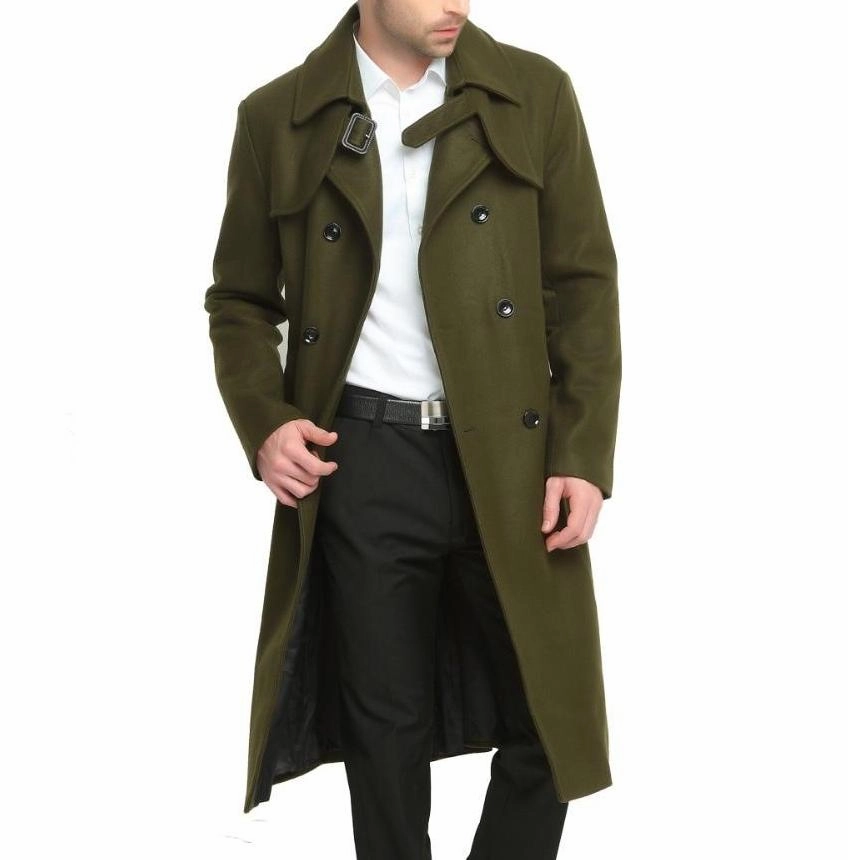 West Louis? Classic Men Double Button Woolen Coat Detachable Lining