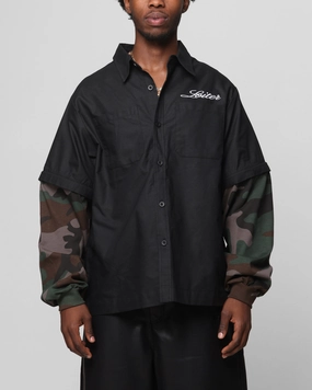 SweatWicking Fabric Loiter Art Studio Work Shirt Black/Camo