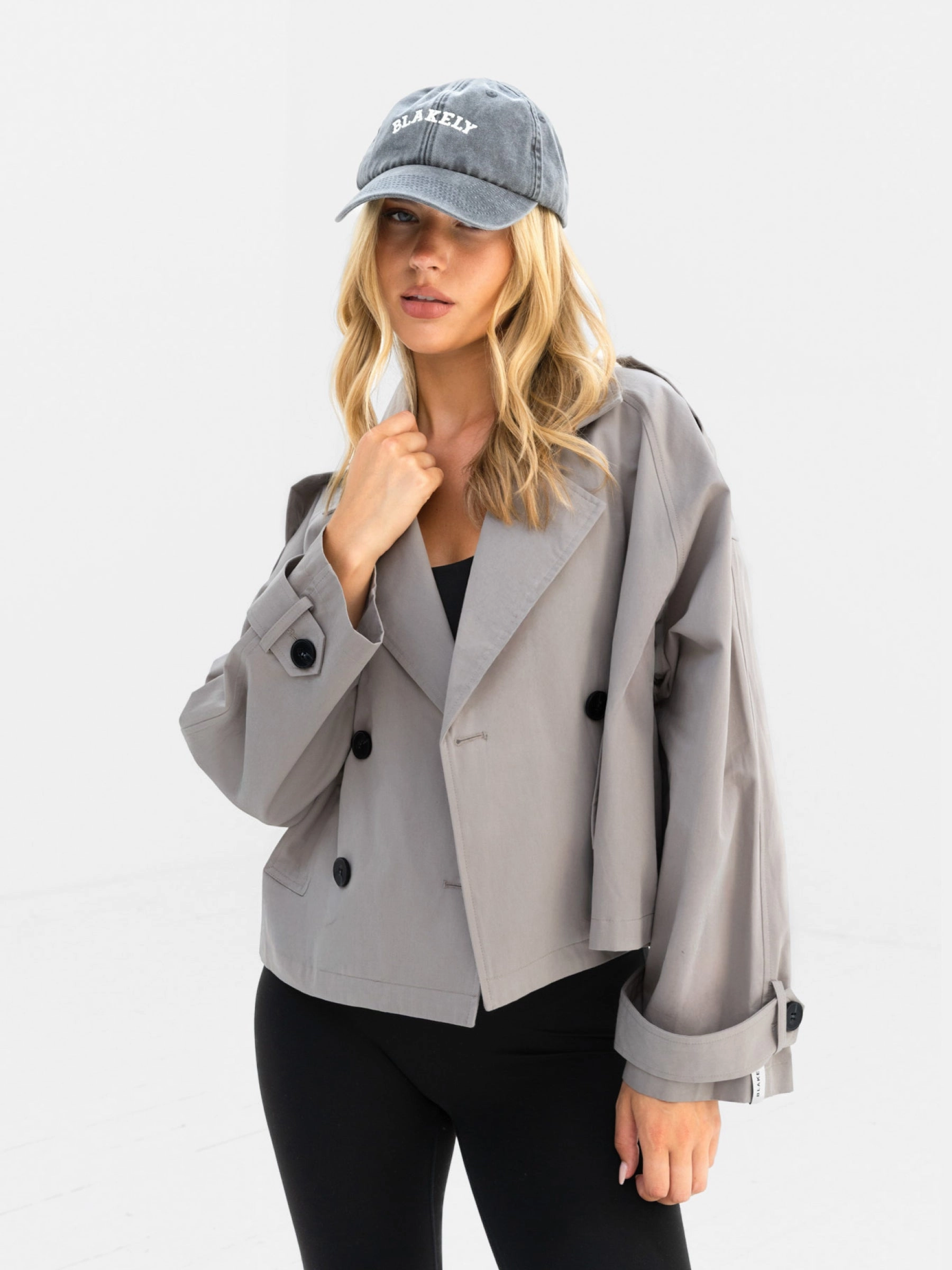 FullLengthZip Belted Style Amara Short Trench Coat - Stone