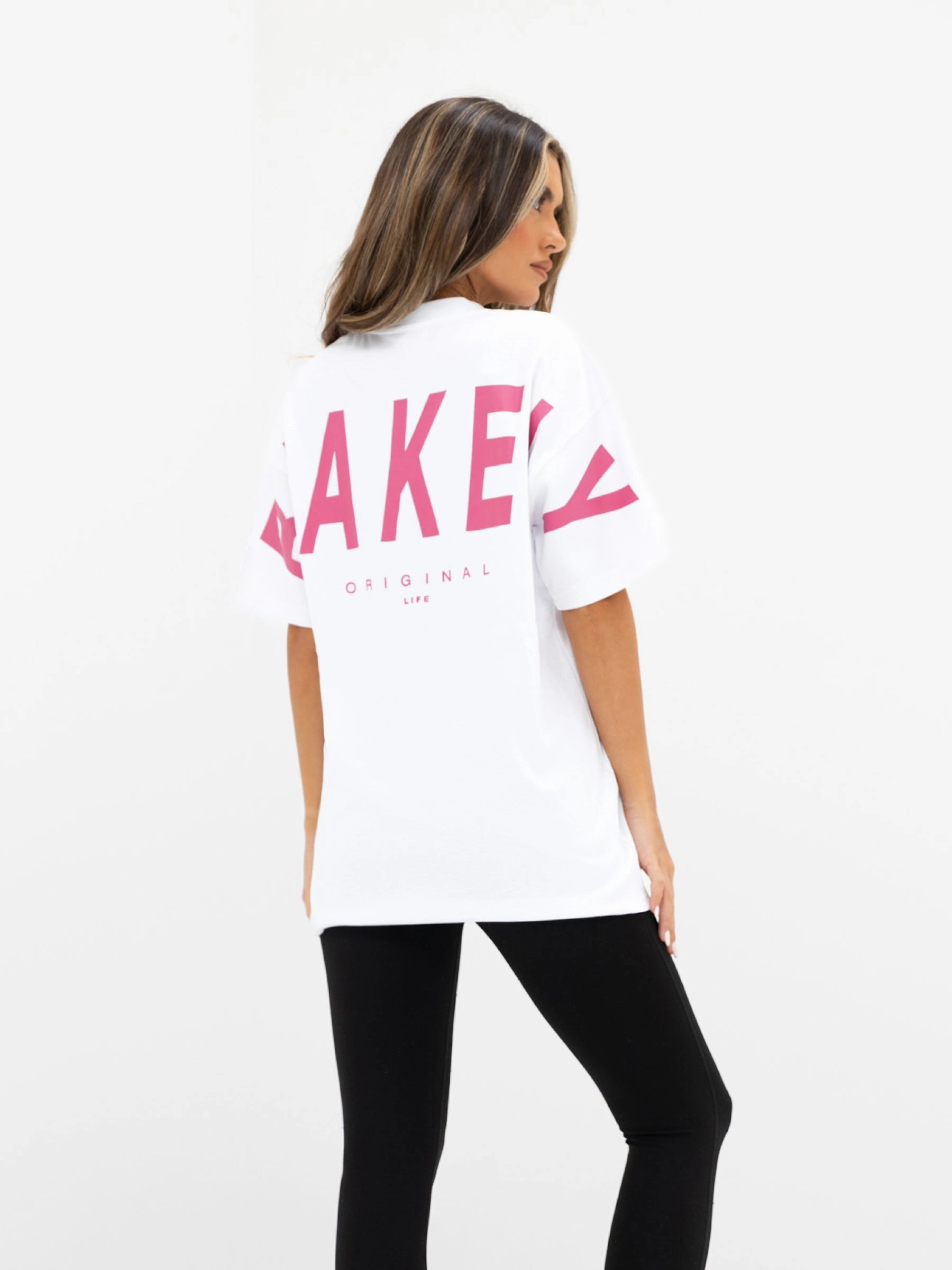 Isabel Oversized T-Shirt - White & Hot Pink Everyday Comfort