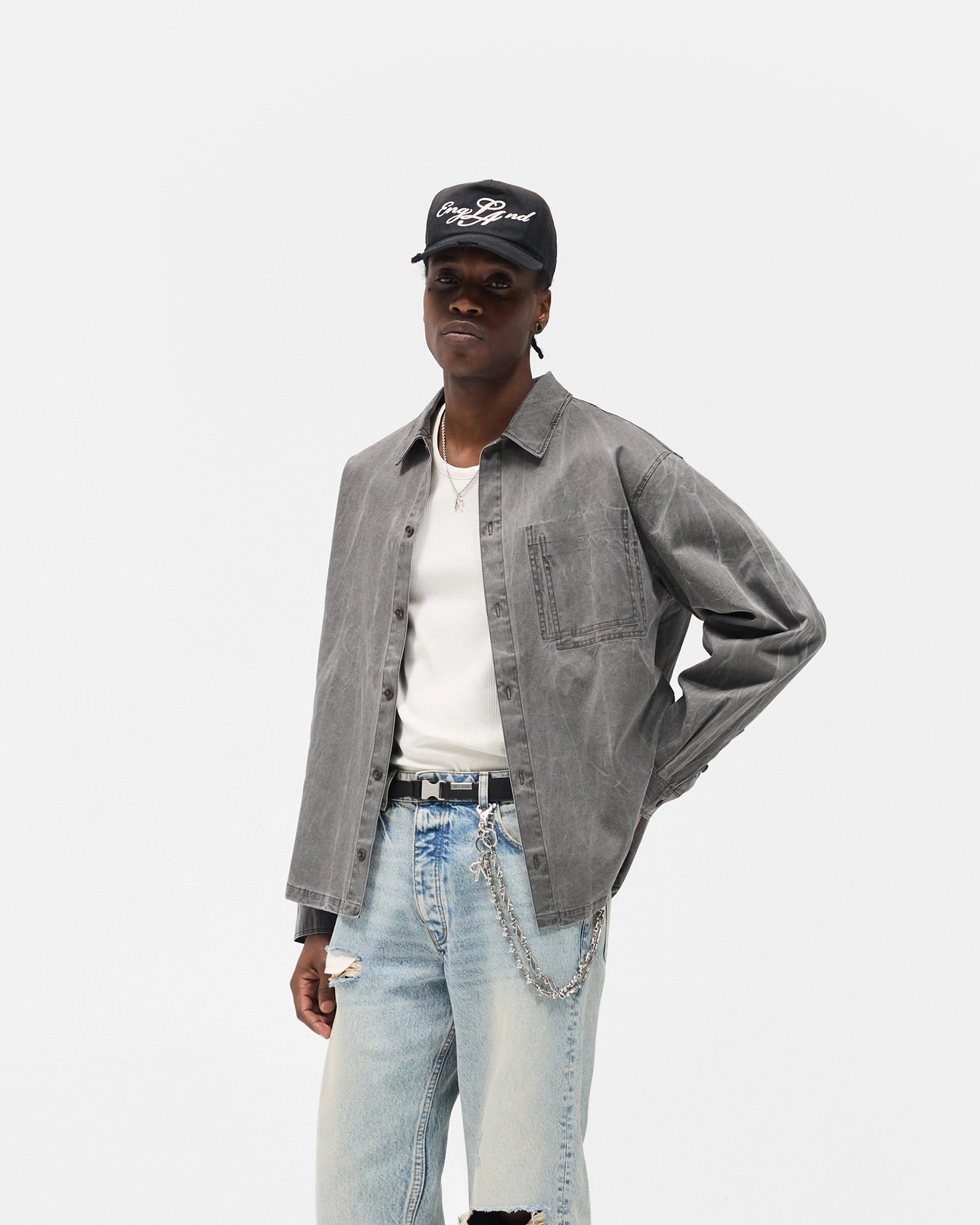 Trendy Look Washed Cotton Shirt - Jet Black