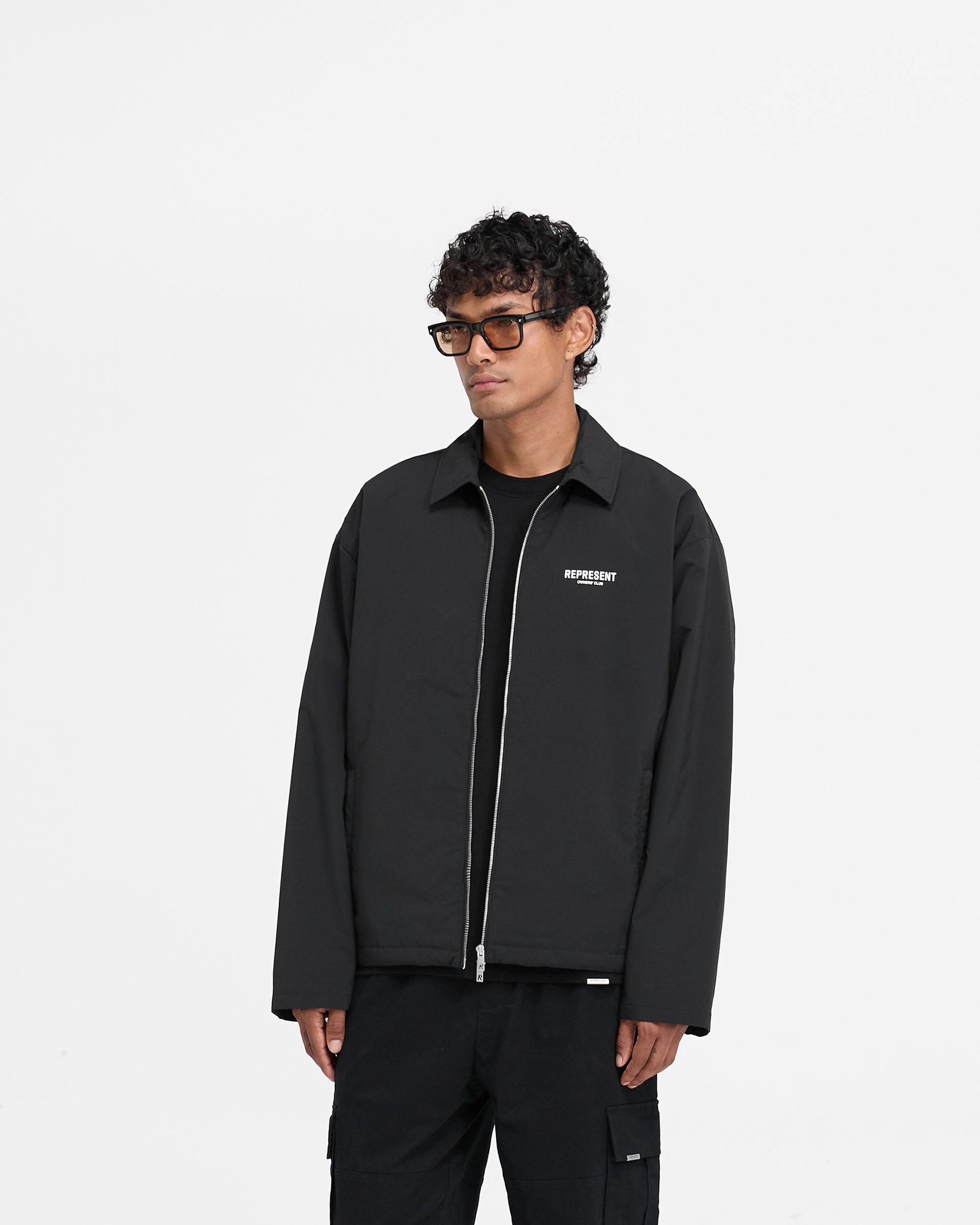 wrinkle free Clean Minimal Look Represent Owners Club Coach Jacket - Black