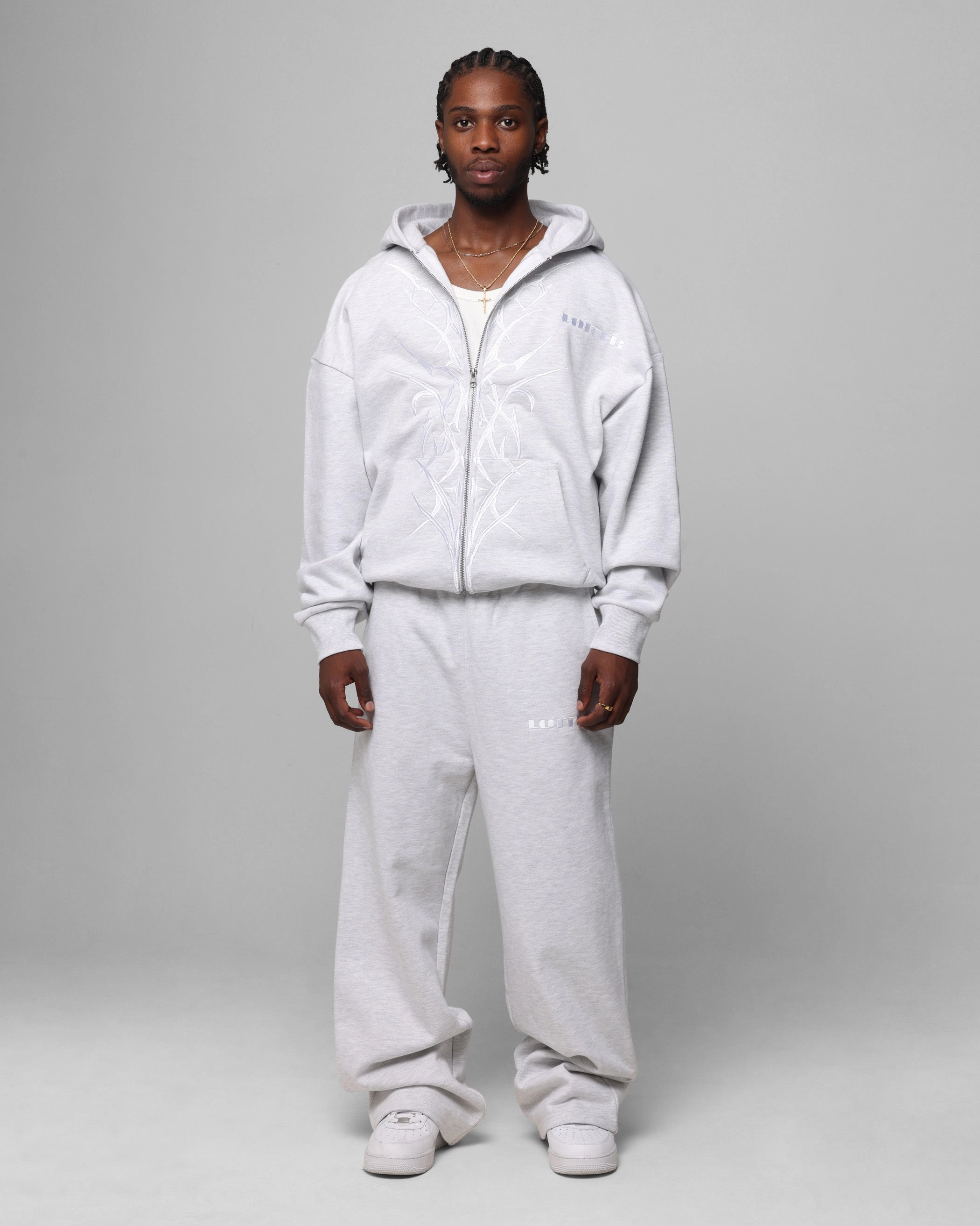 Odor Control Finish Soft Brushed Lining Loiter Blood Born Zip Hoodie Grey Marle