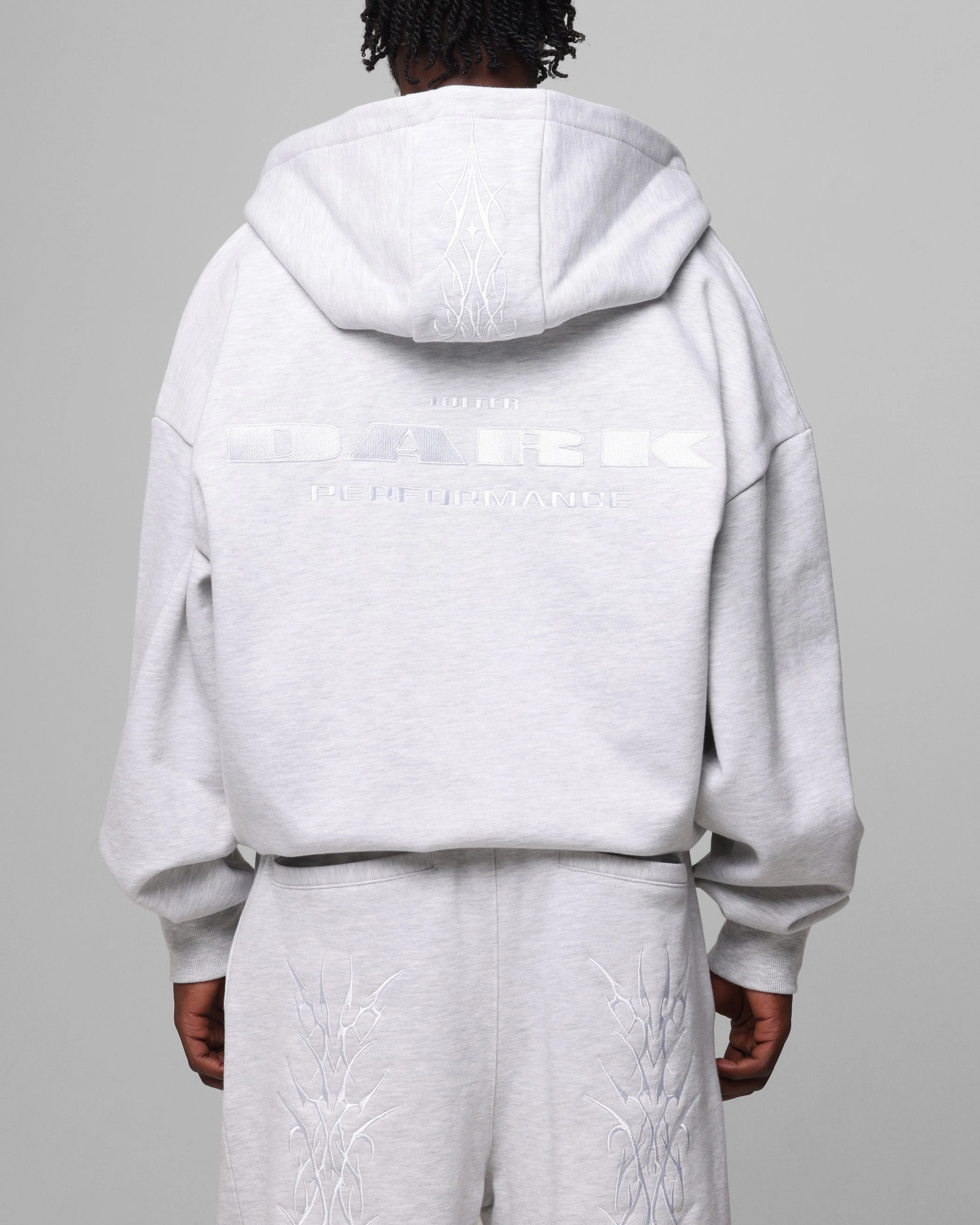 Ergonomic Pattern Design Loiter Blood Born Zip Hoodie Grey Marle