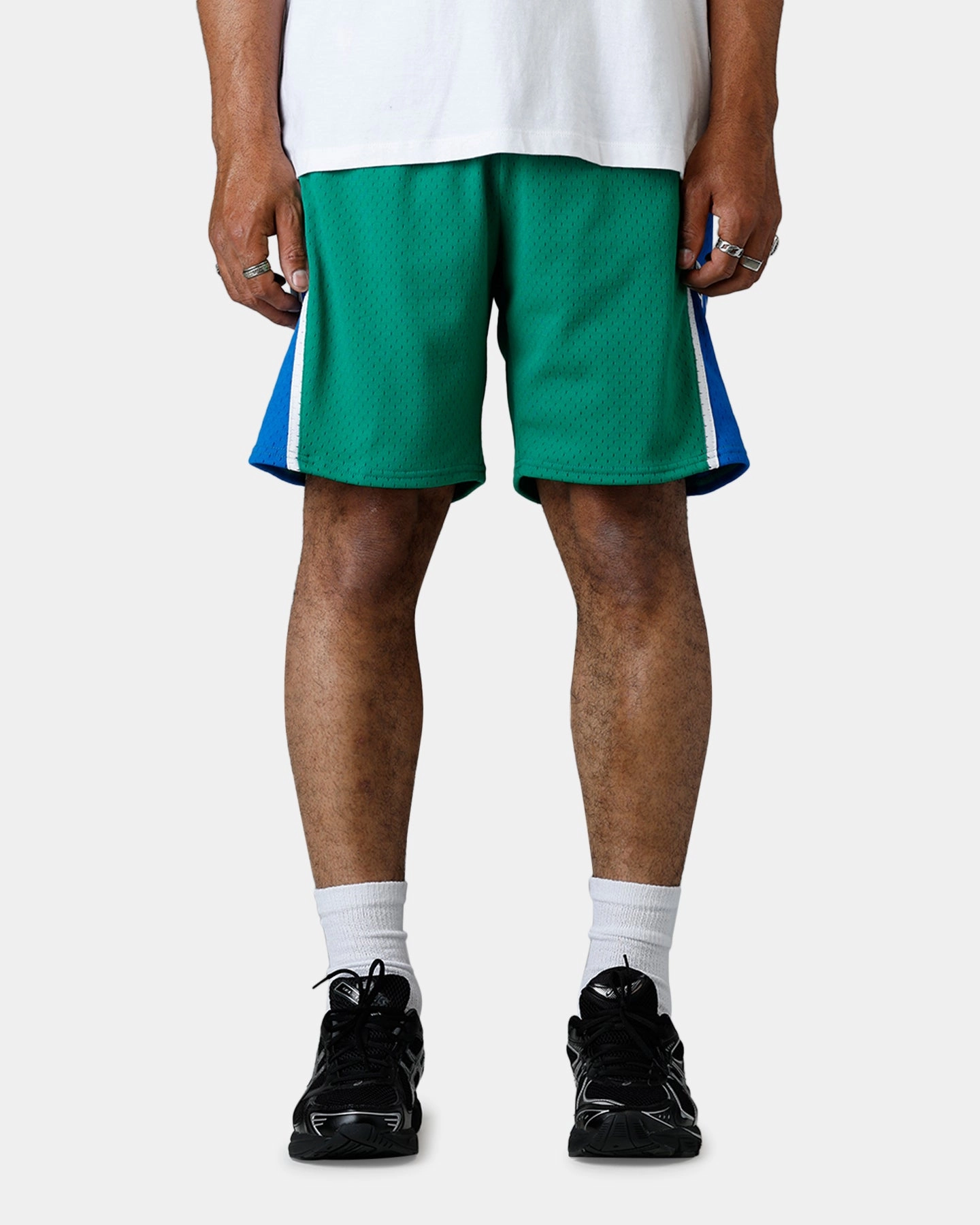 Flexible Waistband Adaptation Mitchell & Ness Dallas Mavericks 2004 Swingman Shorts Green/Blue