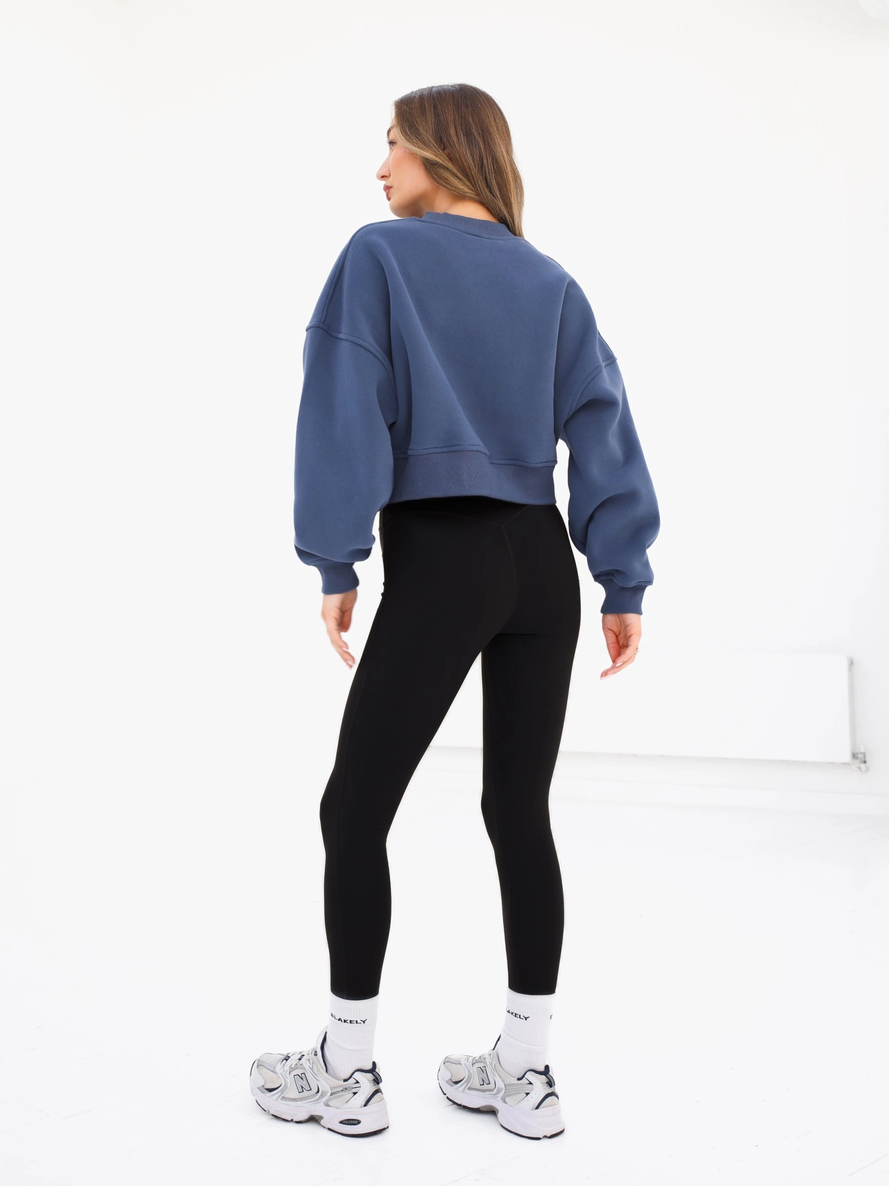 Off Duty Cropped Sweater - Steel Blue Lightweight Design