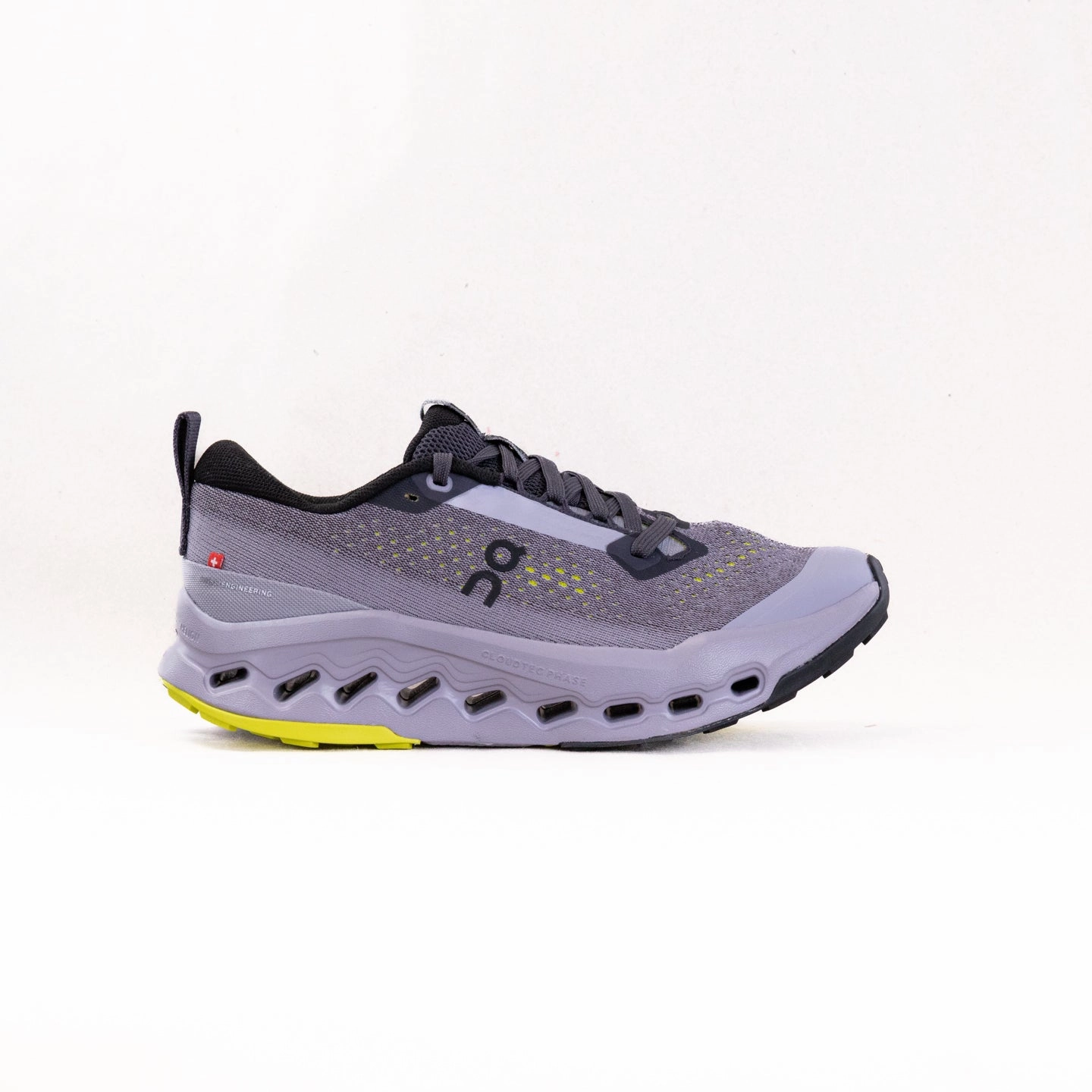 On Cloudsurfer Trail 2 (Women's) - Iron/Lilac Lightweight TPU Frame running in gyms
