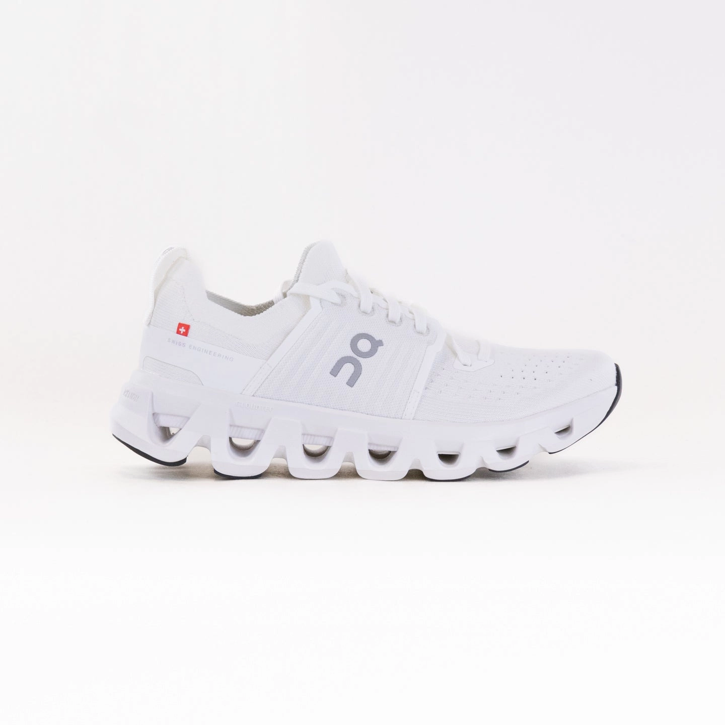 On Cloudswift 4 (Women's) - White/White running shoes for interval training Multi Directional Grooves