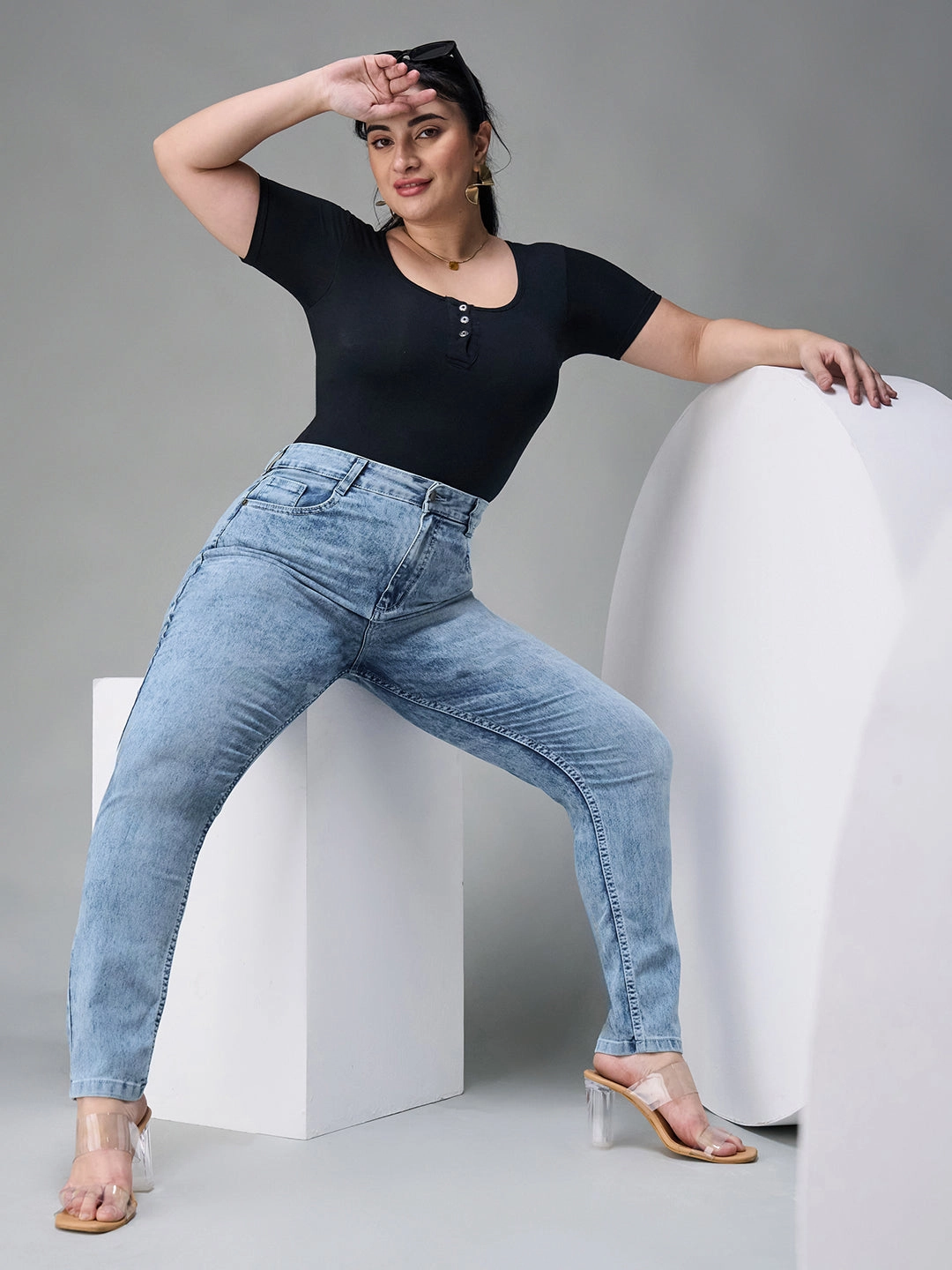 Perfect Length Work Ready Neutral CHASEstretch? Light Blue Slim-Fit High-Rise Stretchable Denim Jeans