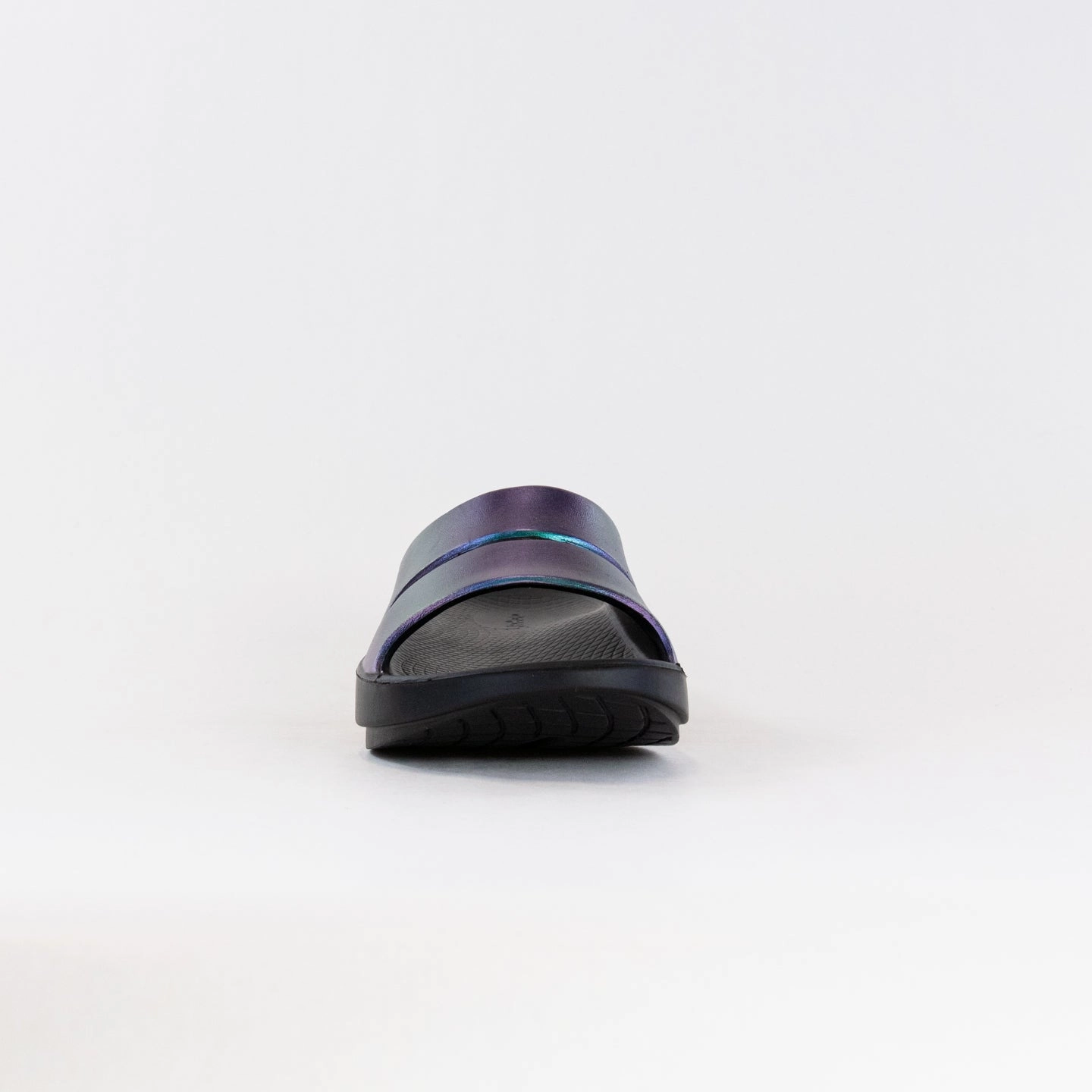 Easy Clean Surface Finish Rapid Evaporation Fabric OOFOS OOahh Luxe Slide Sandal (Women's) - Midnight Spectre