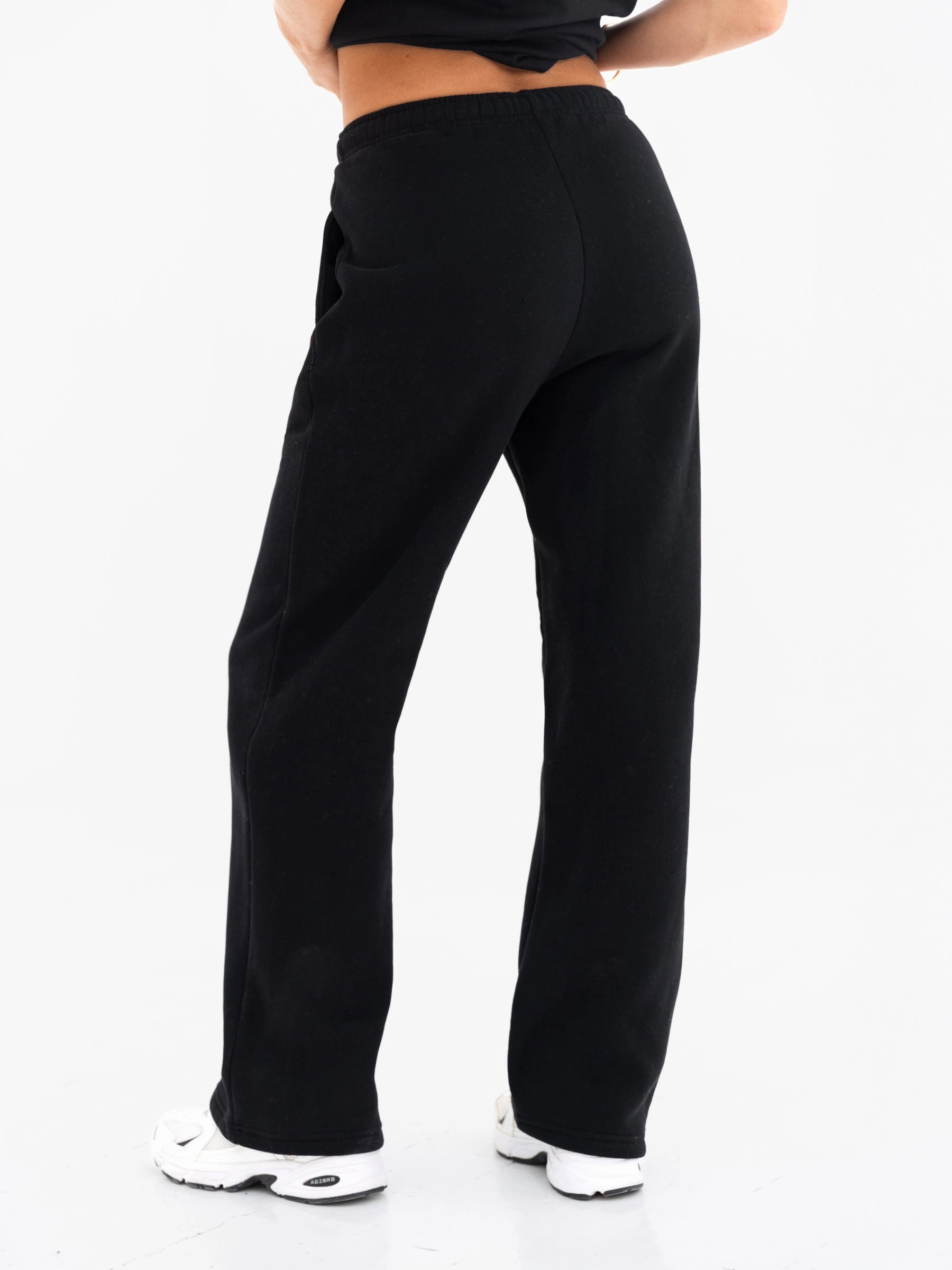 Cloud Print Wide Leg Sweatpants - Black Rayon drape Water Repellent