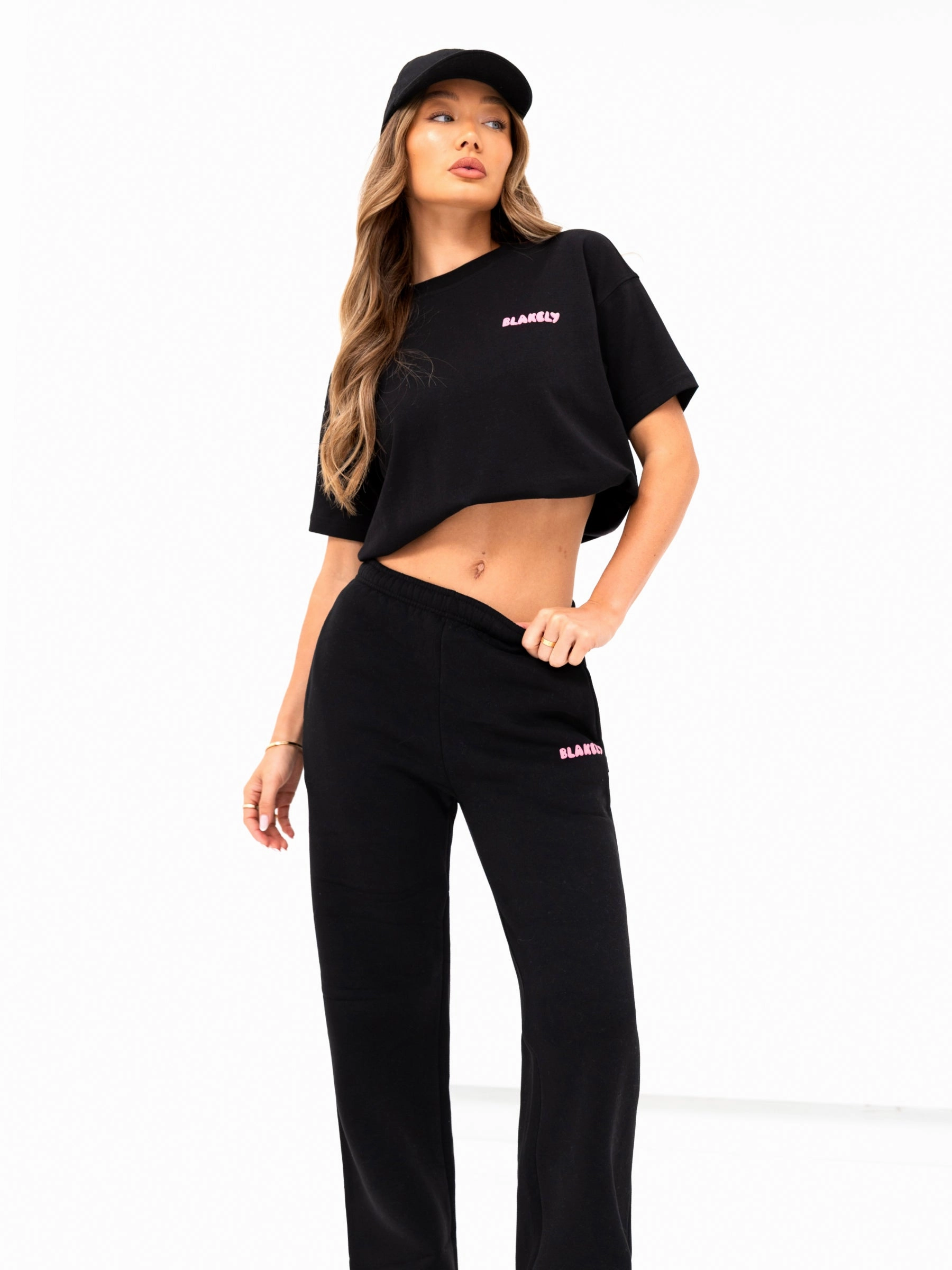Cloud Print Wide Leg Sweatpants - Black Ultimate Wear